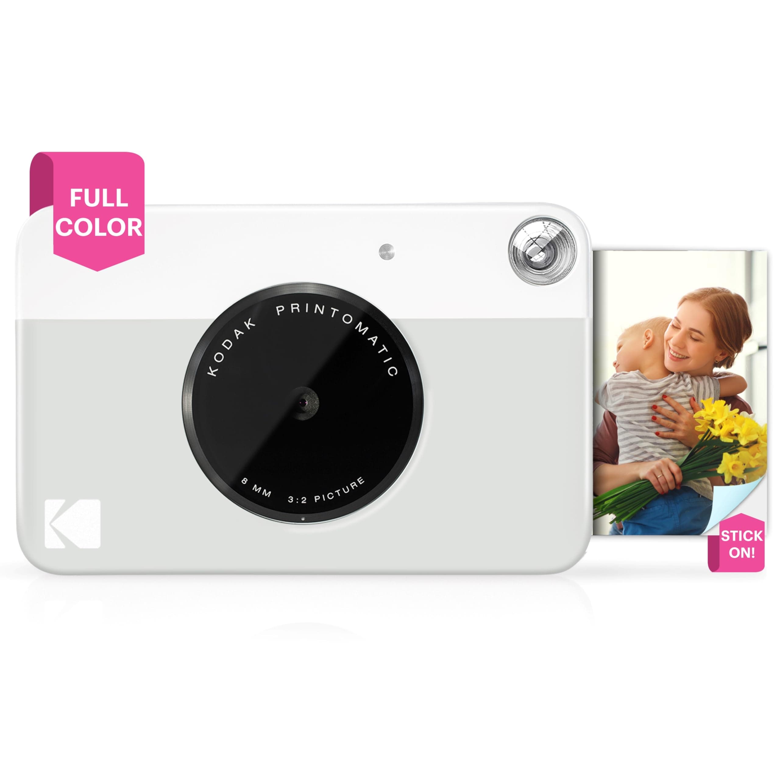 Kodak PRINTOMATIC Digital Instant Print Camera (Grey), Full Color Prints On Zink 2x3 Sticky-Backed Photo Paper - Print Memories Instantly