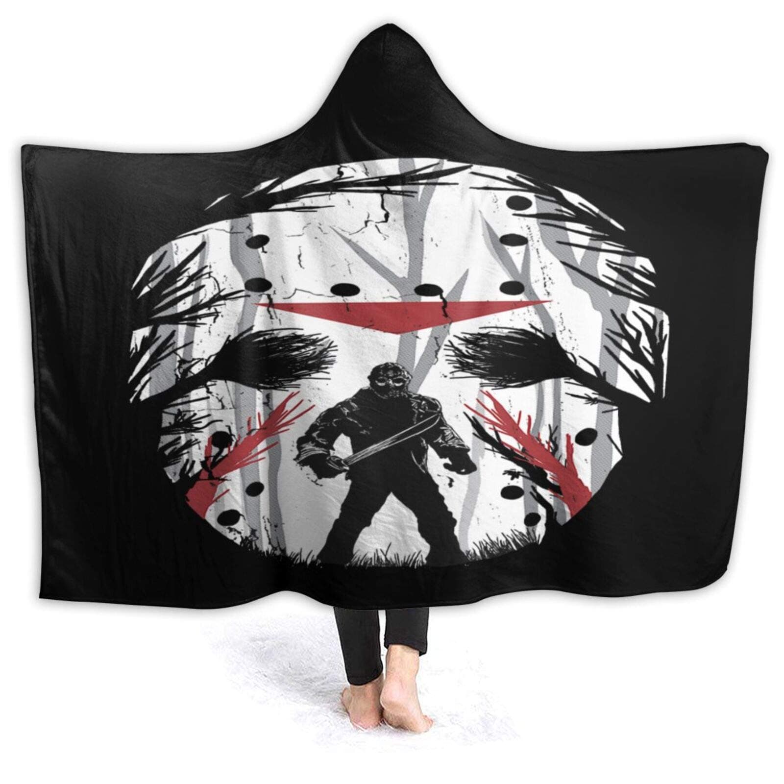 Jason Voorhees Hooded Blanket Super Soft Cozy Lightweight Quilt for Sofa Bed Couch Car Suitable All Seasons 60"x50" Medium for Teen Medium for Teen