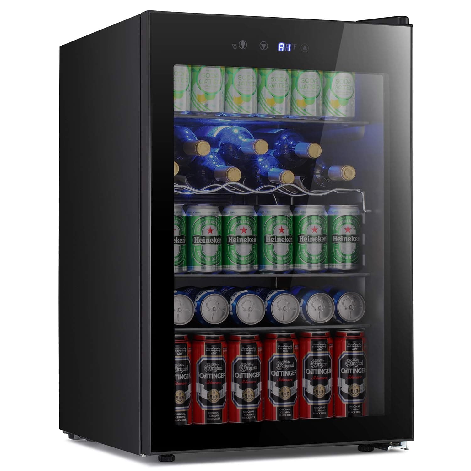 Antarctic Star Beverage Refigerator Cooler -145 Can Mini Fridge for Soda Beer or wine,with glass door, For Office or Bar with Adjustable Removable Shelves，4.4 Cu. Ft. (Black)