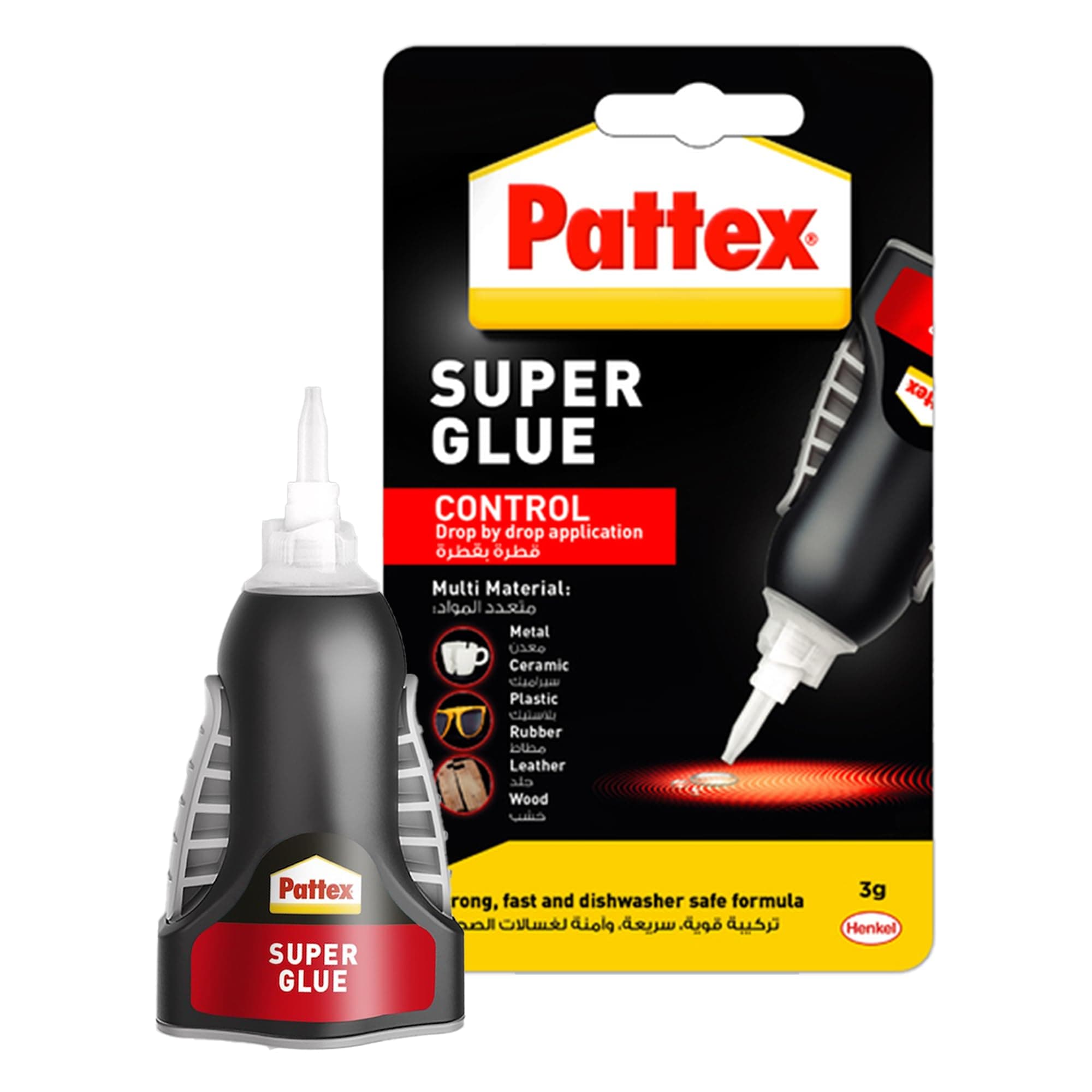 Pattex Superglue Liquide Control, Clear Glue for Various Materials, with Non-Drip Formula Vertical Applications, Precise Nozzle, 1x3g