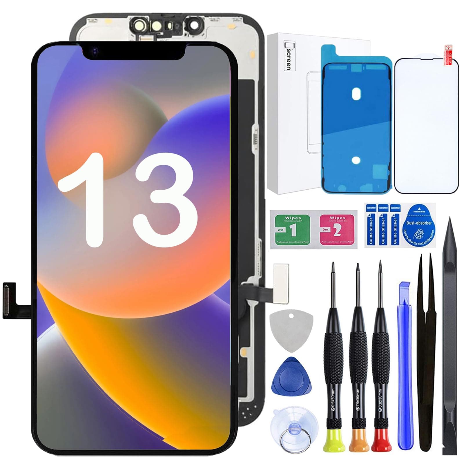 iPhone 13 Screen Replacement Full HD LCD Display 3D Touch Digitizer Assembly with iPhone 13 6.1" (Model: A2482, A2631, A2634, A2635, 2633) Compatible with iPhone 13