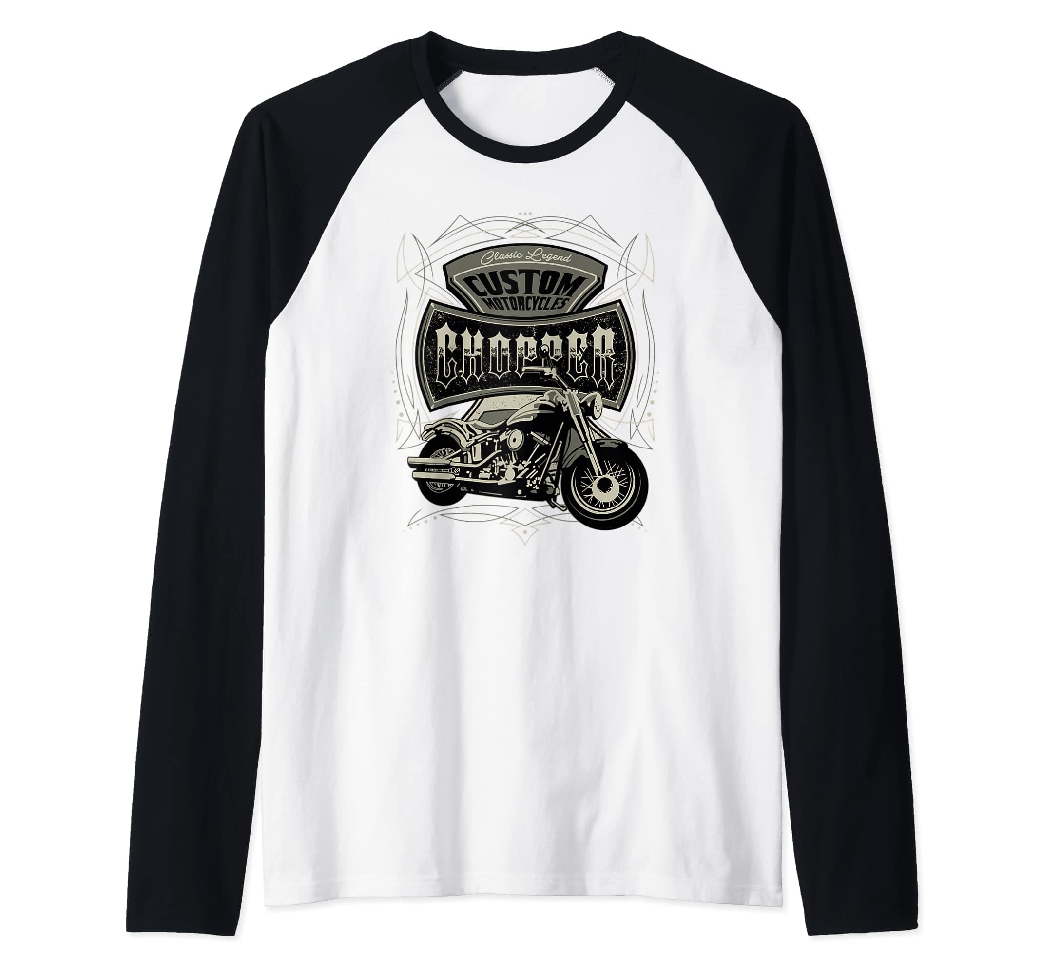 Smokin Roads Biker Motorcyclist Chopper GiftCustom Motocycles | Chopper biker motorcycle Raglan Baseball Tee