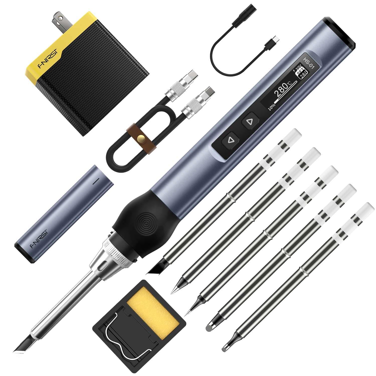 Soldering Iron Kit, DC/PD(96W/65W) Mini Digital Soldering Iron, 180-780℉ Fast Heating, 6 Soldering Tips, Digital OLED Screen Display, Auto Sleep (with Power Adapter)