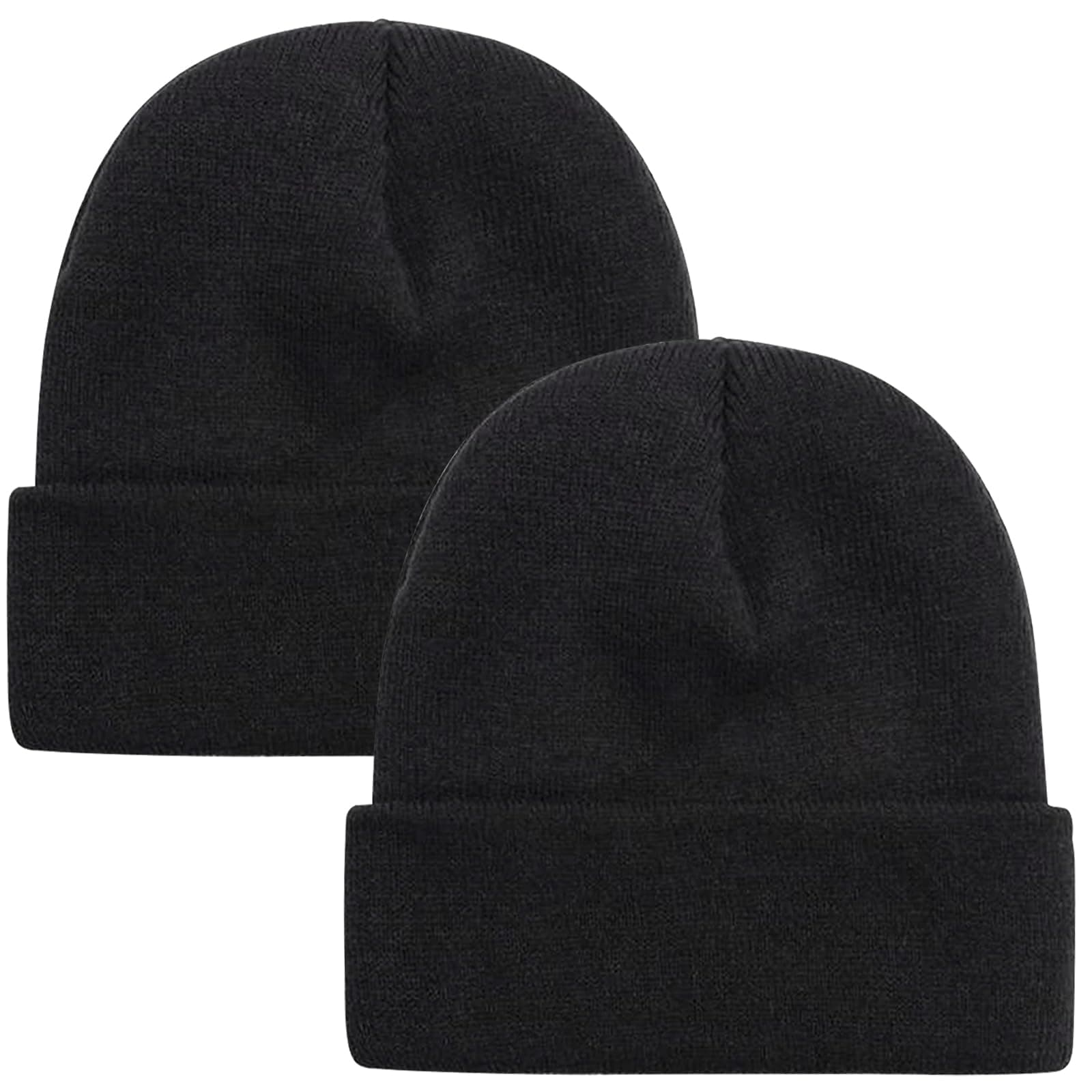 ZOORON 1 & 2 Packs Beanie for Men Women Warm Winter Hats Acrylic Knit Cuffed Beanie Cap Unisex