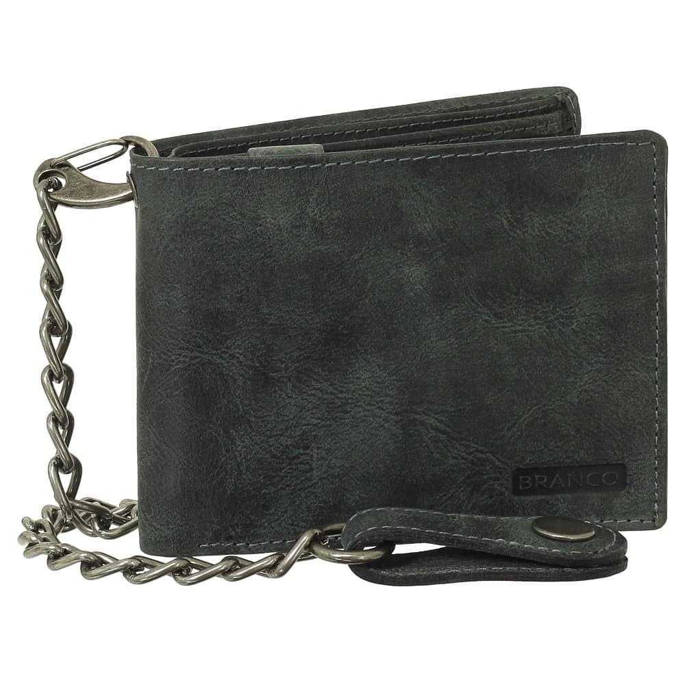 Luxury leather biker purse with chain wallet, 12.5 cm Colours: black, brown and beige.