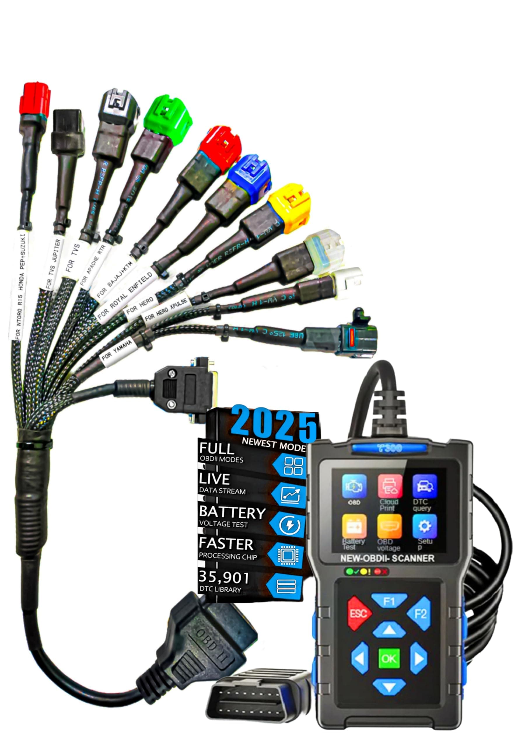 DANLITE TOOLS TECHNICIAN Bs6 Bike Cable All OBD Universal Cable with Fast Connectivity Work with All bs6 Bikes Multicolors Cable (Cable with V317)