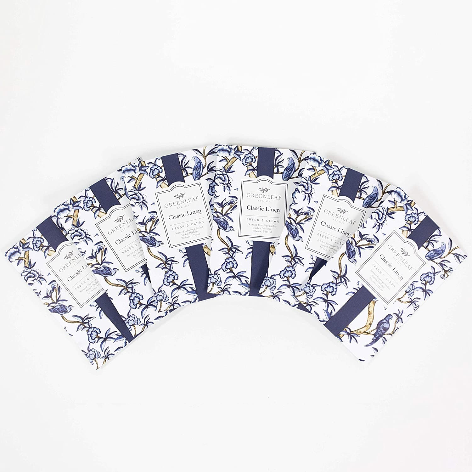 6 pack of Classic Linen - Large Scented Sachet Bag, Drawer Fragrance Wardrobe Air Room Freshener for Living Room Bedroom Bathroom Laundry Basket Radiator or Car - Fresh & Clean