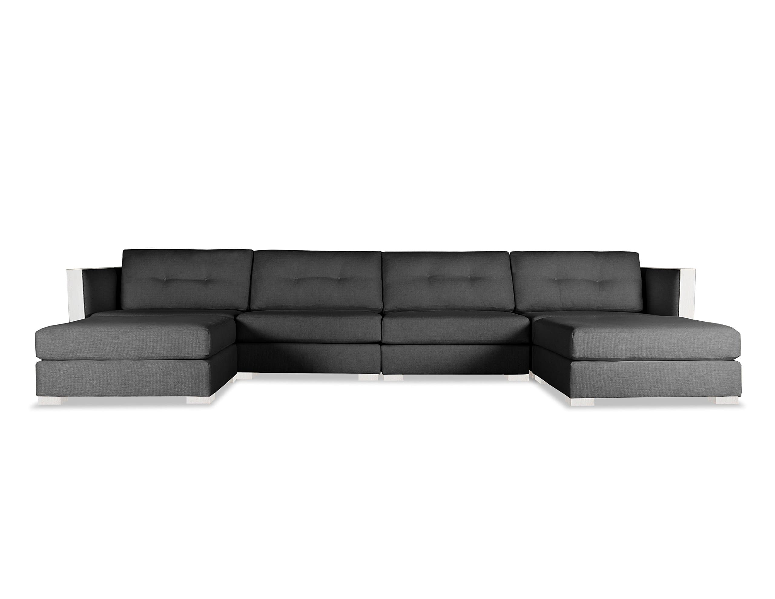 South Cone Home Greenwhich Buttoned Modular U-Shape Double Chase Sectional, Charcoal