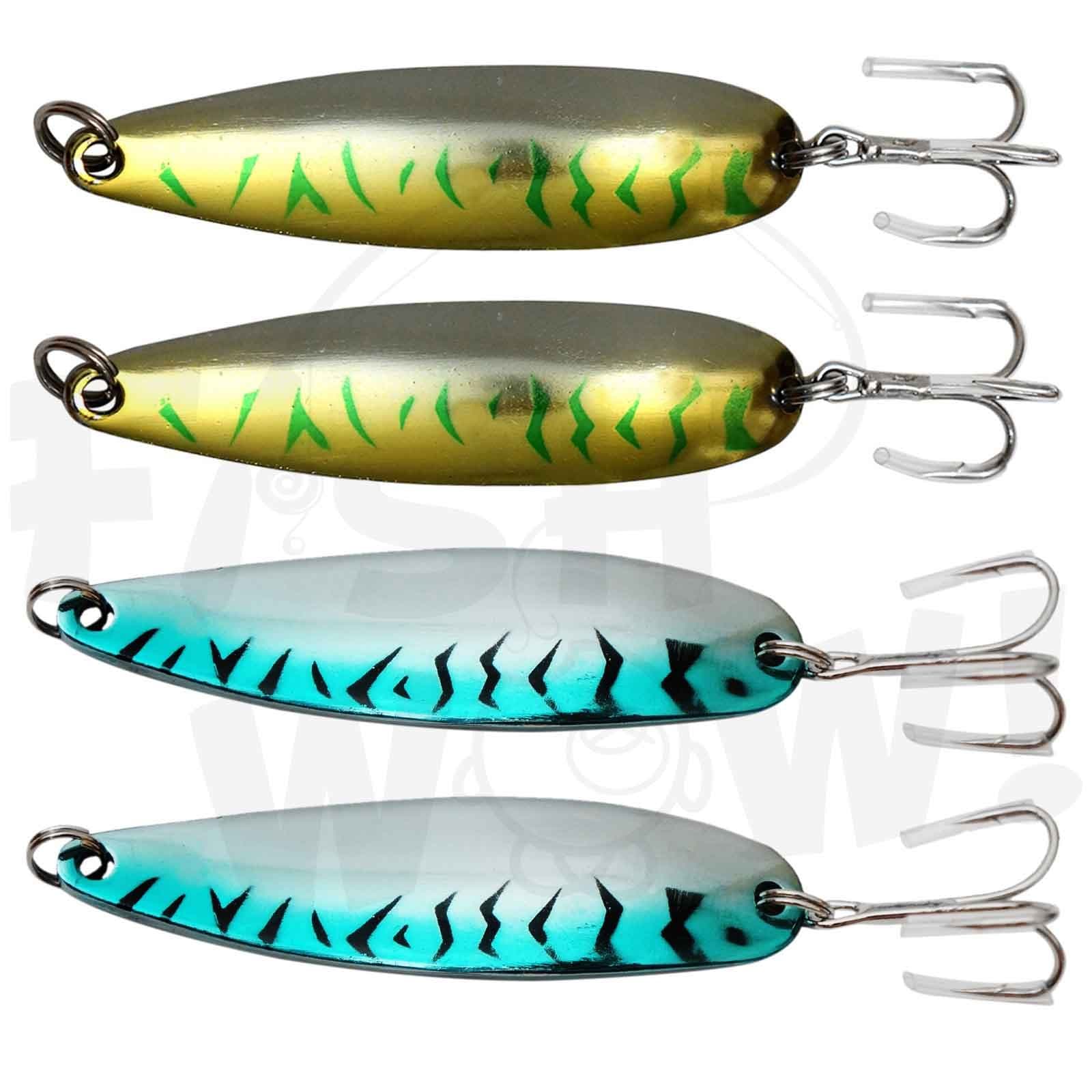 4pcs Fish WOW!® 3oz Fishing Spoon with a Treble Hook 85g Fish Jigging Casting Lure Baits - 2 Colors
