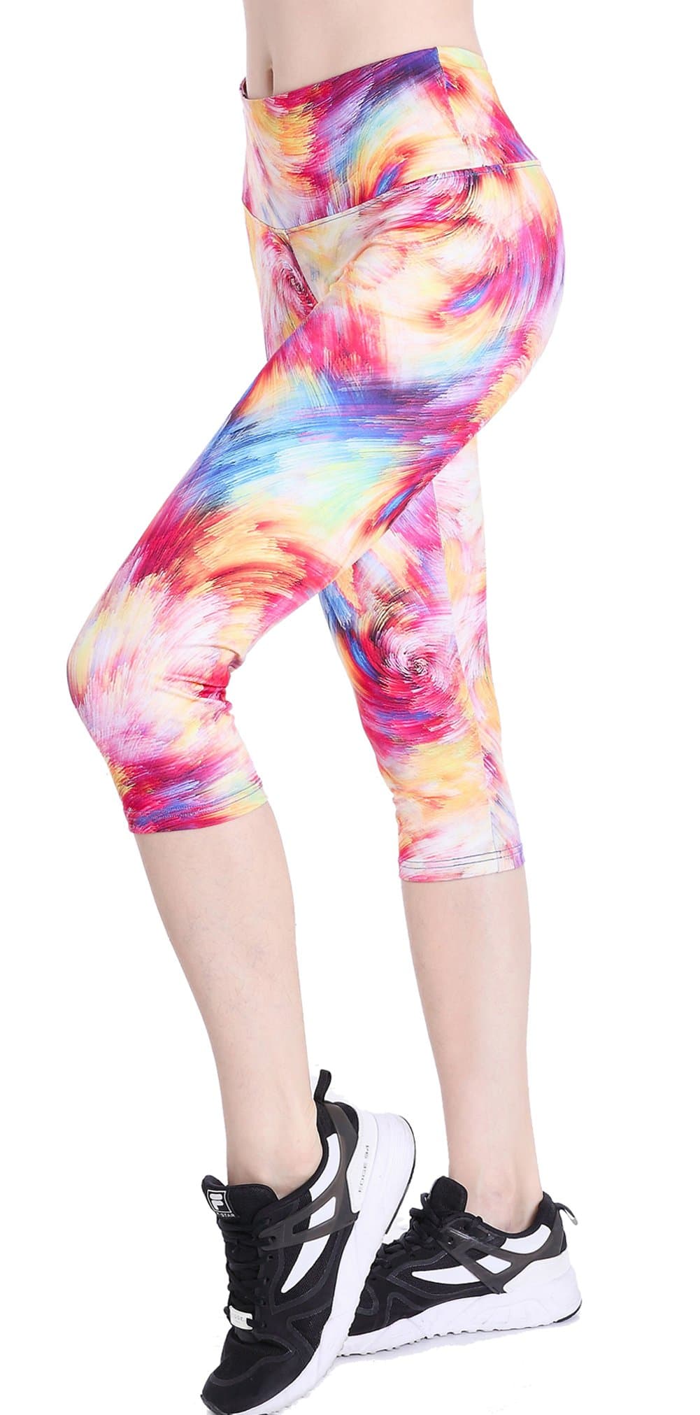 Women's Camo Leggings Workout Capris Yoga Pants with Pockets Running Exercise Active Athletic Gym Tights High Waist