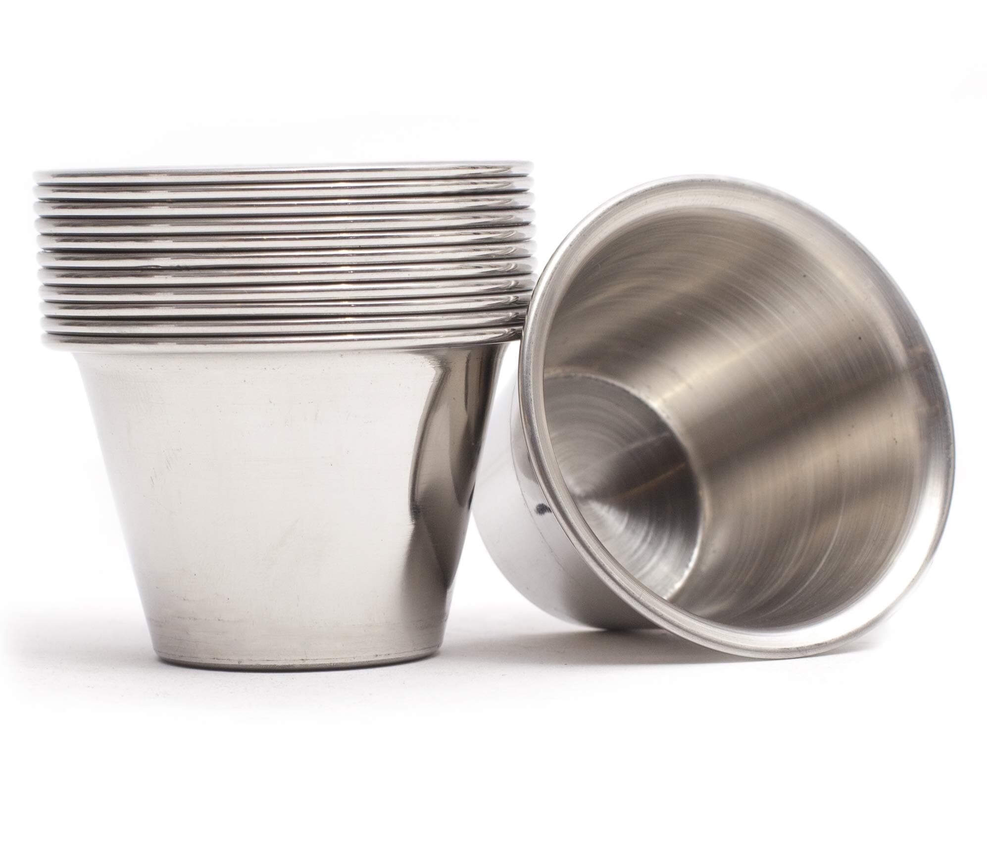Ramekins Stainless Steel Condiment Sauce Cups, Metal Ramekins, Commercial Grade, Multifunctional, Ideal for All Hot and Cold Sauces, Individual Portion Cups (12, 3 oz)