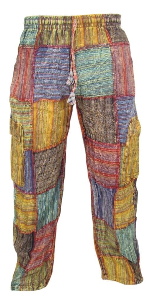 Cotton Patchwork Summer Casual Elastic Drawstring Trousers