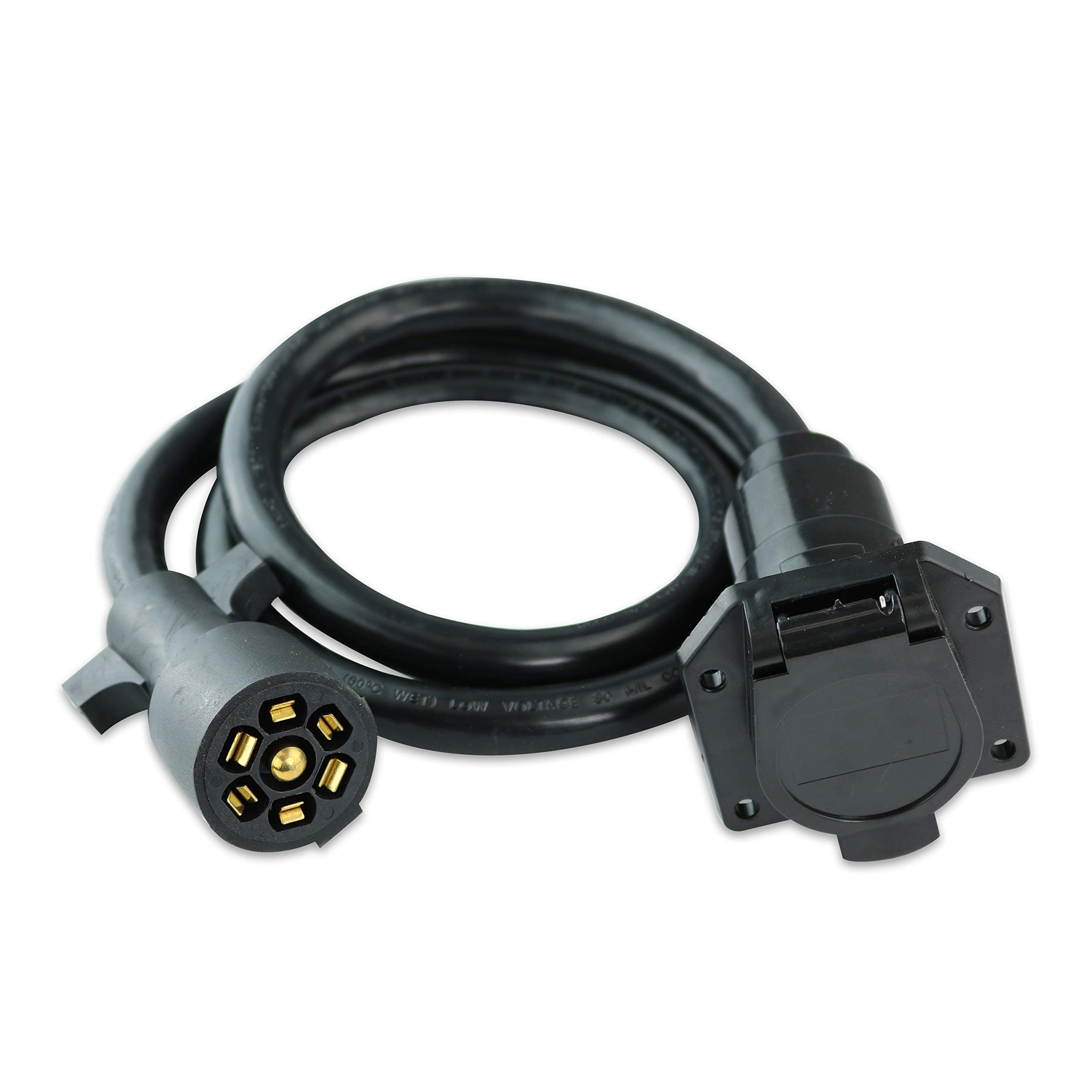 Leisure Cords7-Way Trailer Extension Cord Wire 4 Ft - 7 Pin Connector Plug for RV Trailer, Caravan, 5th Wheel to Truck or Van - Heavy Duty & Weatherproof (4-Feet)