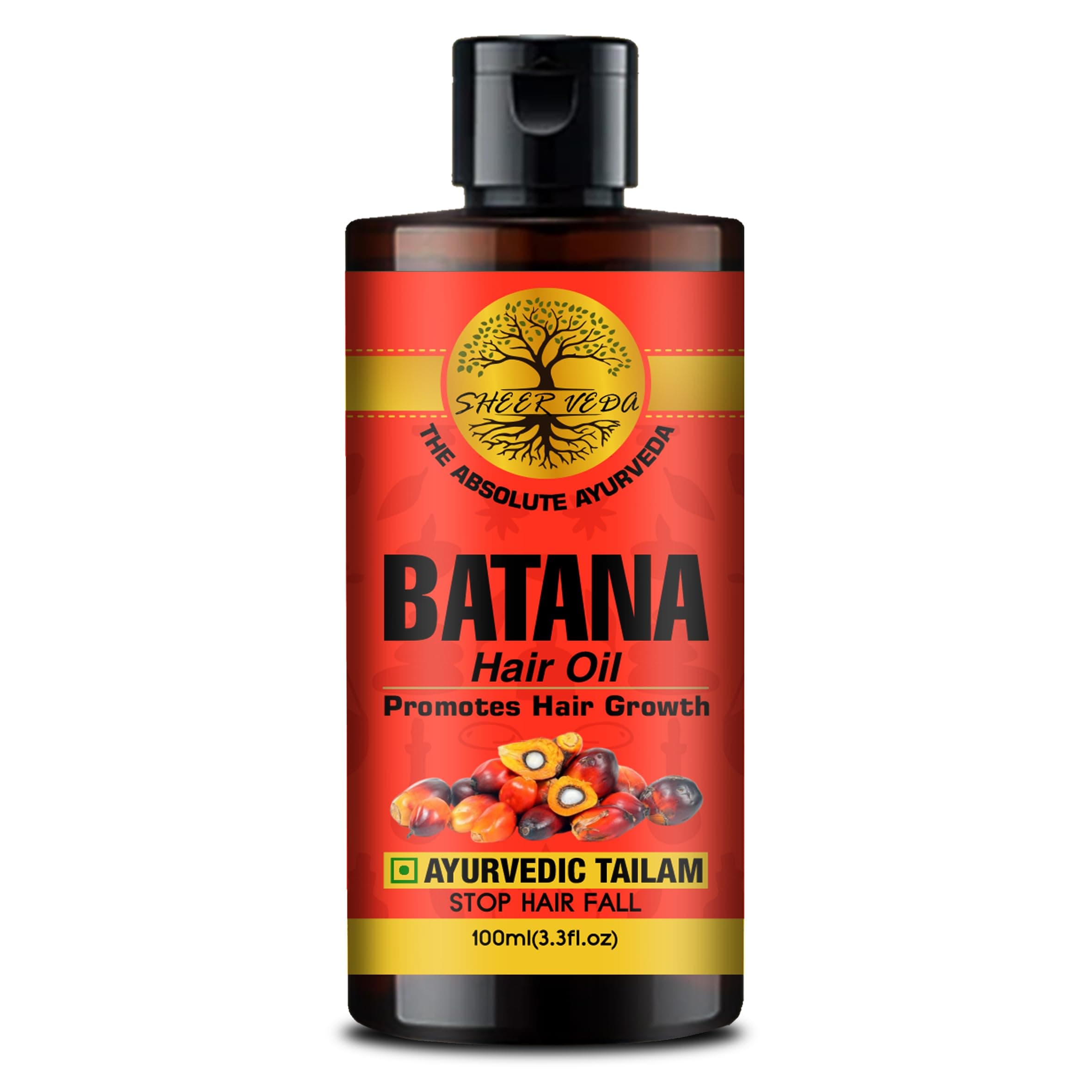 Sheer Veda Organic Batana Oil For Hair Growth, Thick Hair, Color Management by improving scalp health, Pure Batana Hair Oil (Pack Of 1, 100 ML)