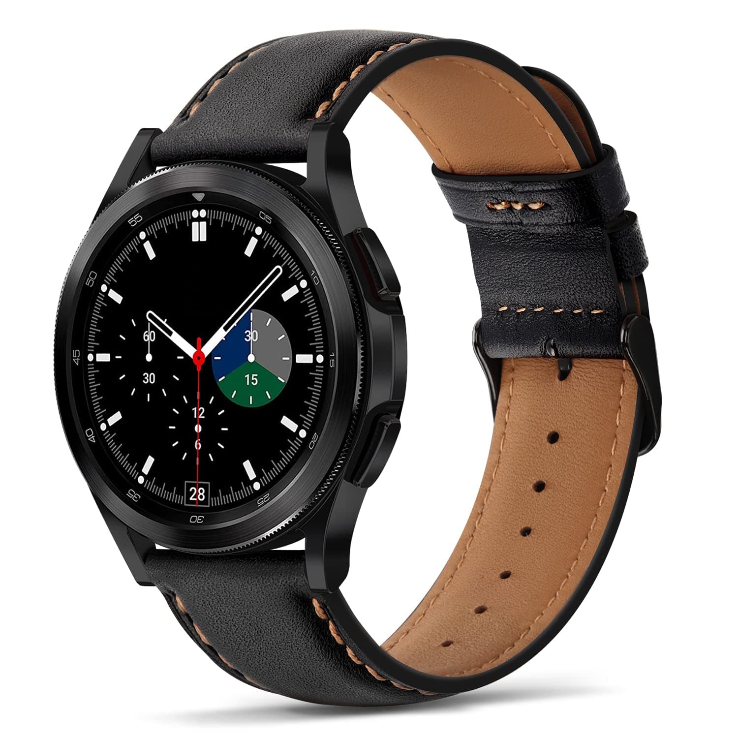 Tasikar 20mm Leather Straps Compatible with Samsung Galaxy Watch 47mm 7/6/5/4 Strap/ 6 Classic 43mm 47mm/ 5 Pro Bands, Genuine Leather Band for Galaxy 4 Classic/3