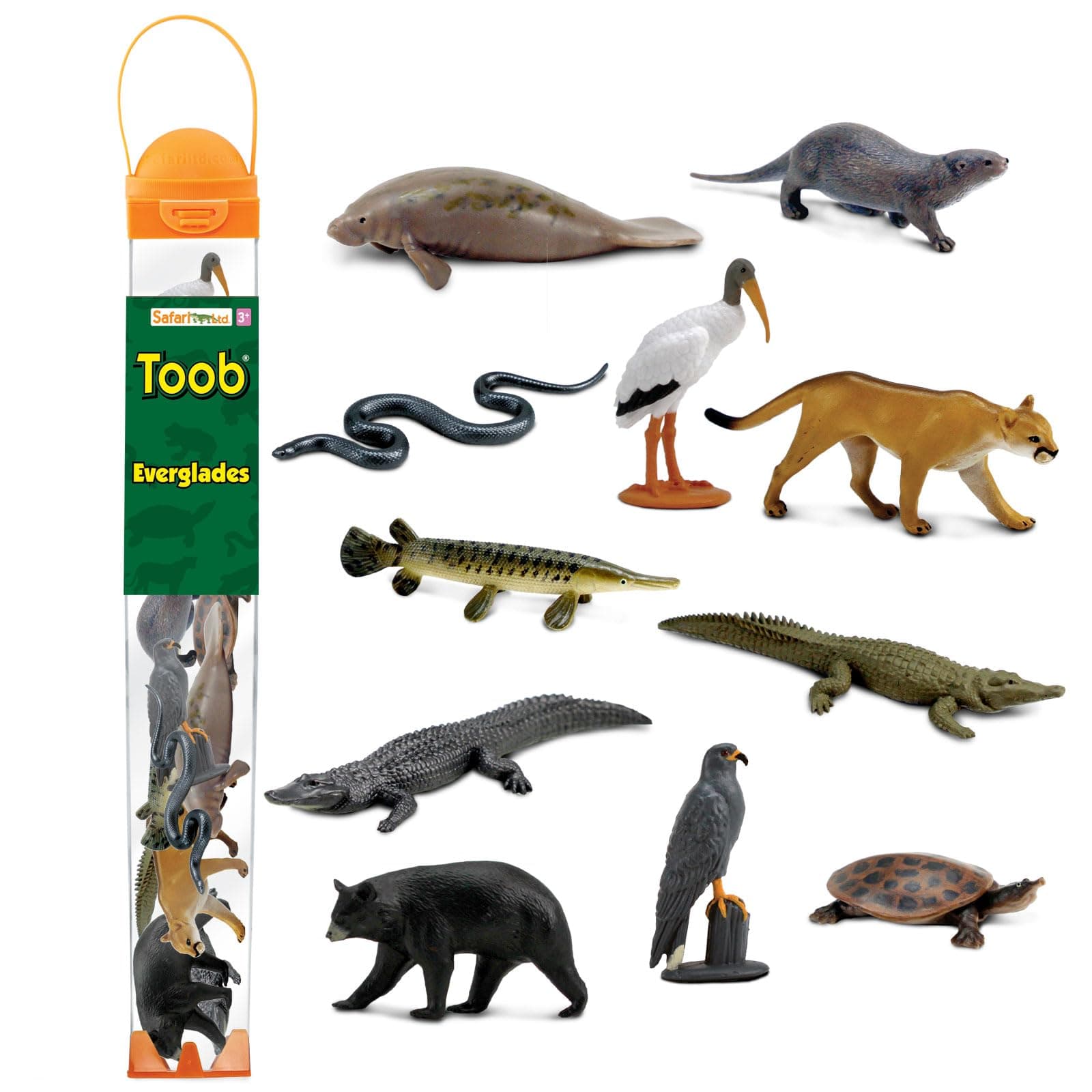 Safari Ltd. Everglades TOOB 11 Mini Figures: Manatee, Crocodile, Turtle and More, Educational Toy Set for Boys, Girls and Boys Ages 3+