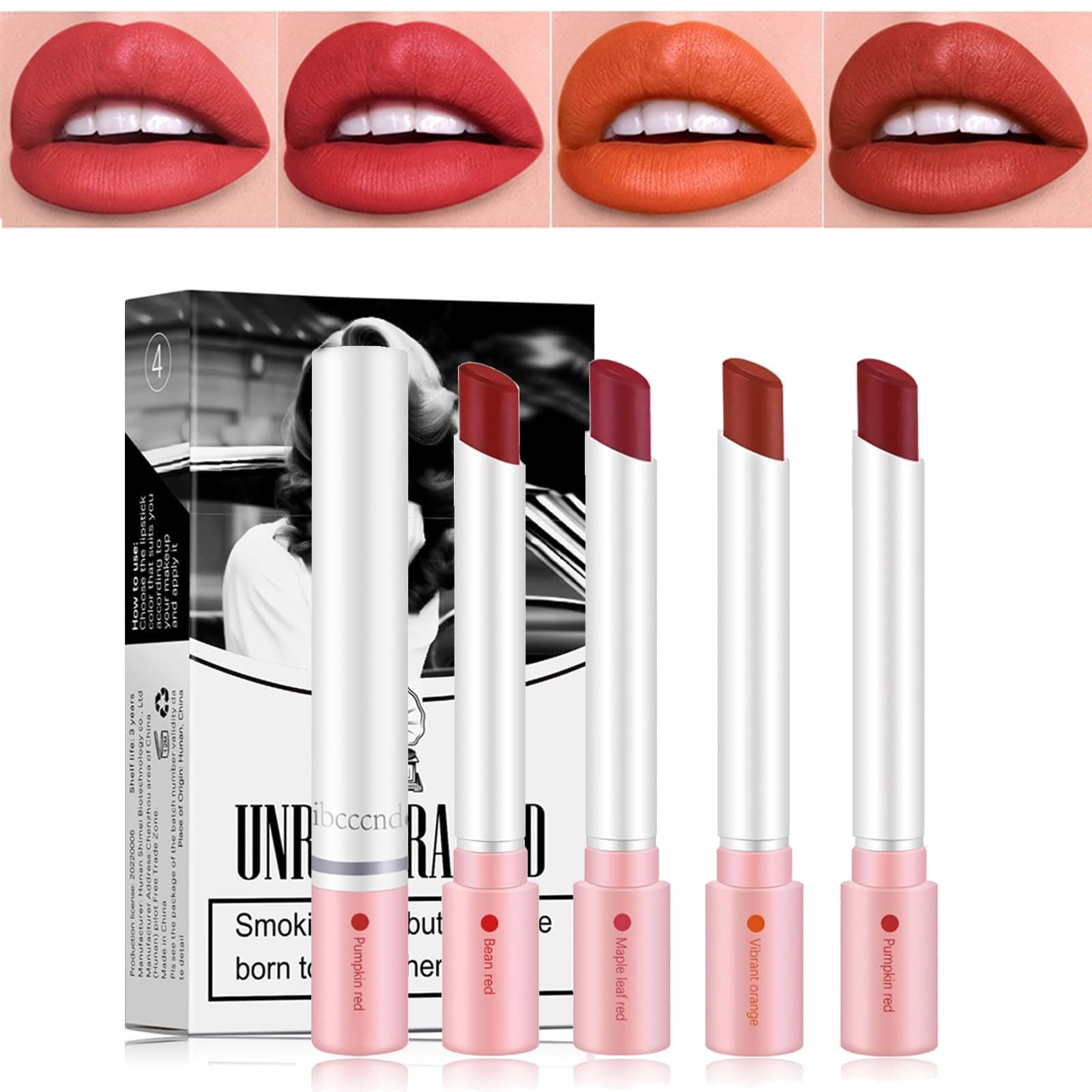 Charm Kiss New Lana Del Rey Lipstick - 4 Colors Matte Lip Tint Stain Set, Long Lasting 24 Hours Waterproof Velvet Lipstick