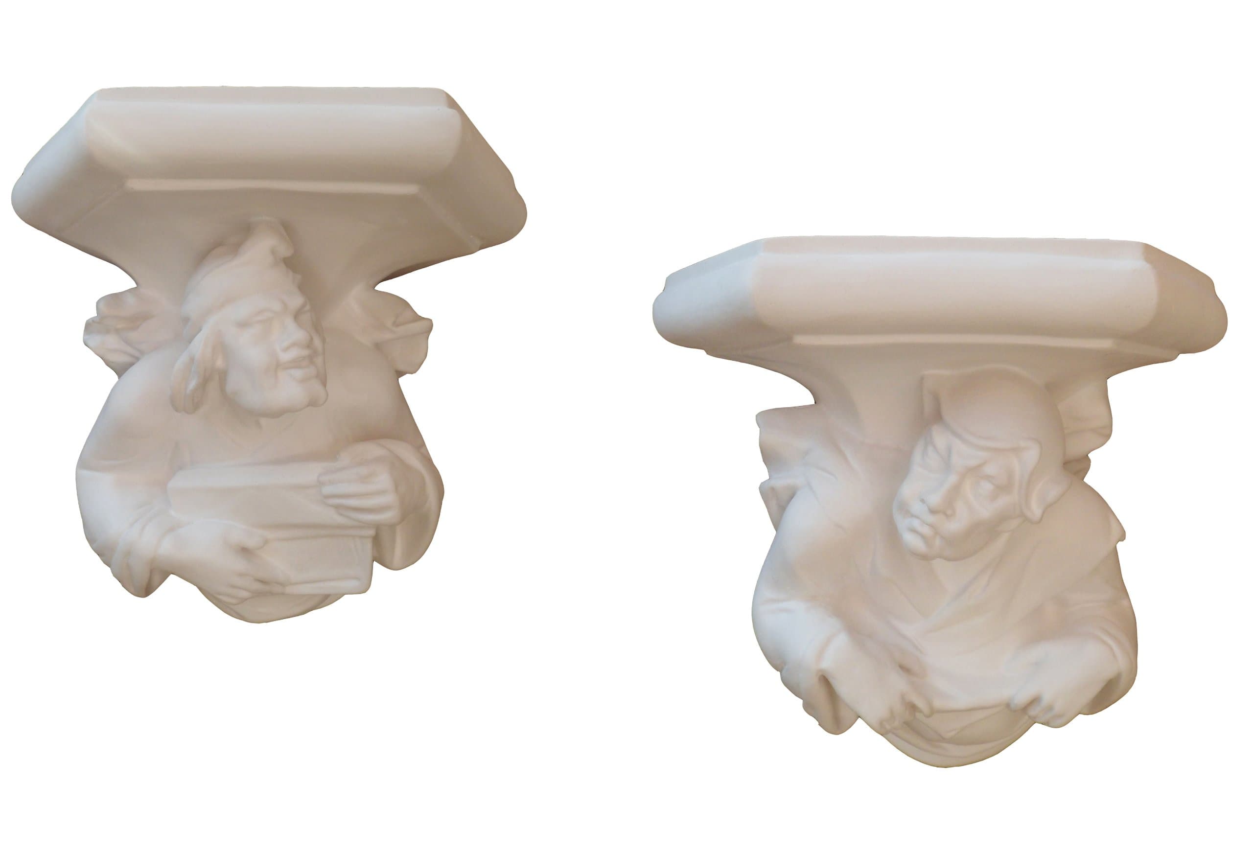 Corbels Pair of Monks, height each 20 cm, plaster (of paris)