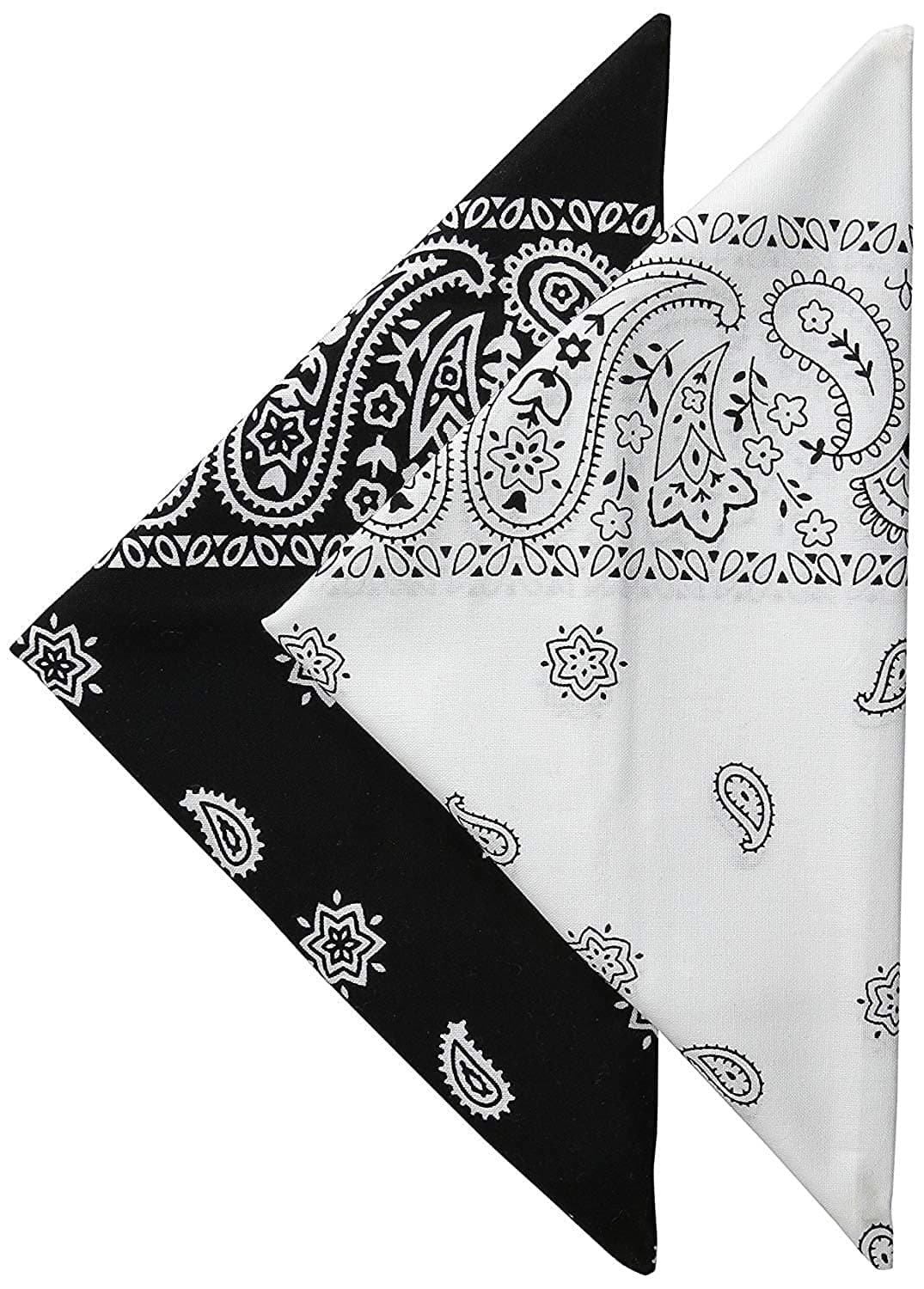 Unisex Cotton Paisley Printed Cowboy Bandanas Black White L