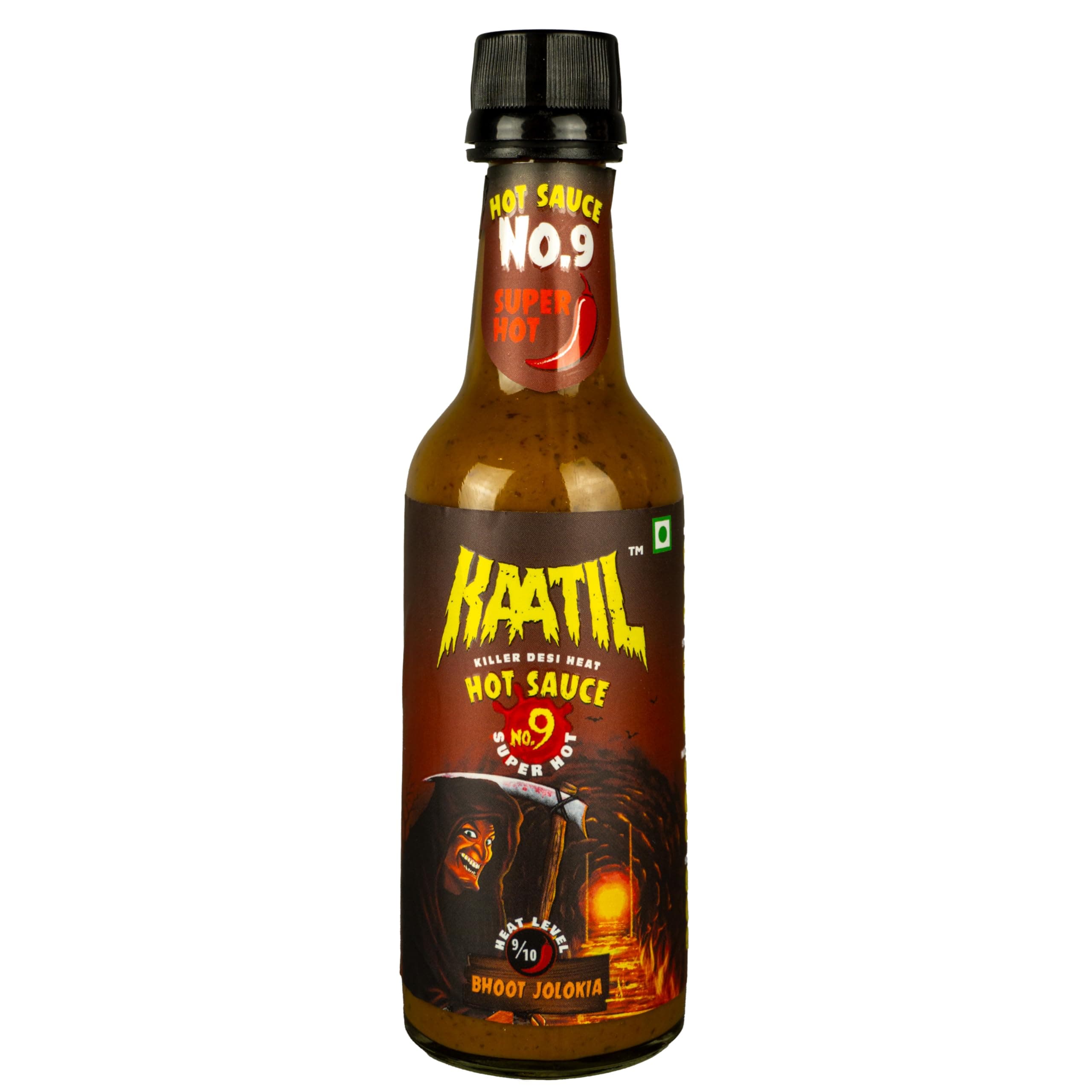 Kaatil Hot Sauce No. 9-200gm | Super Hot Bhoot Jolokia Chilli Sauce | Works as a Dip, Spread, Finishing, Marinade, Saute, Stir-fry | Made with Premium Ghost Pepper Bhut Jolokia Chillies