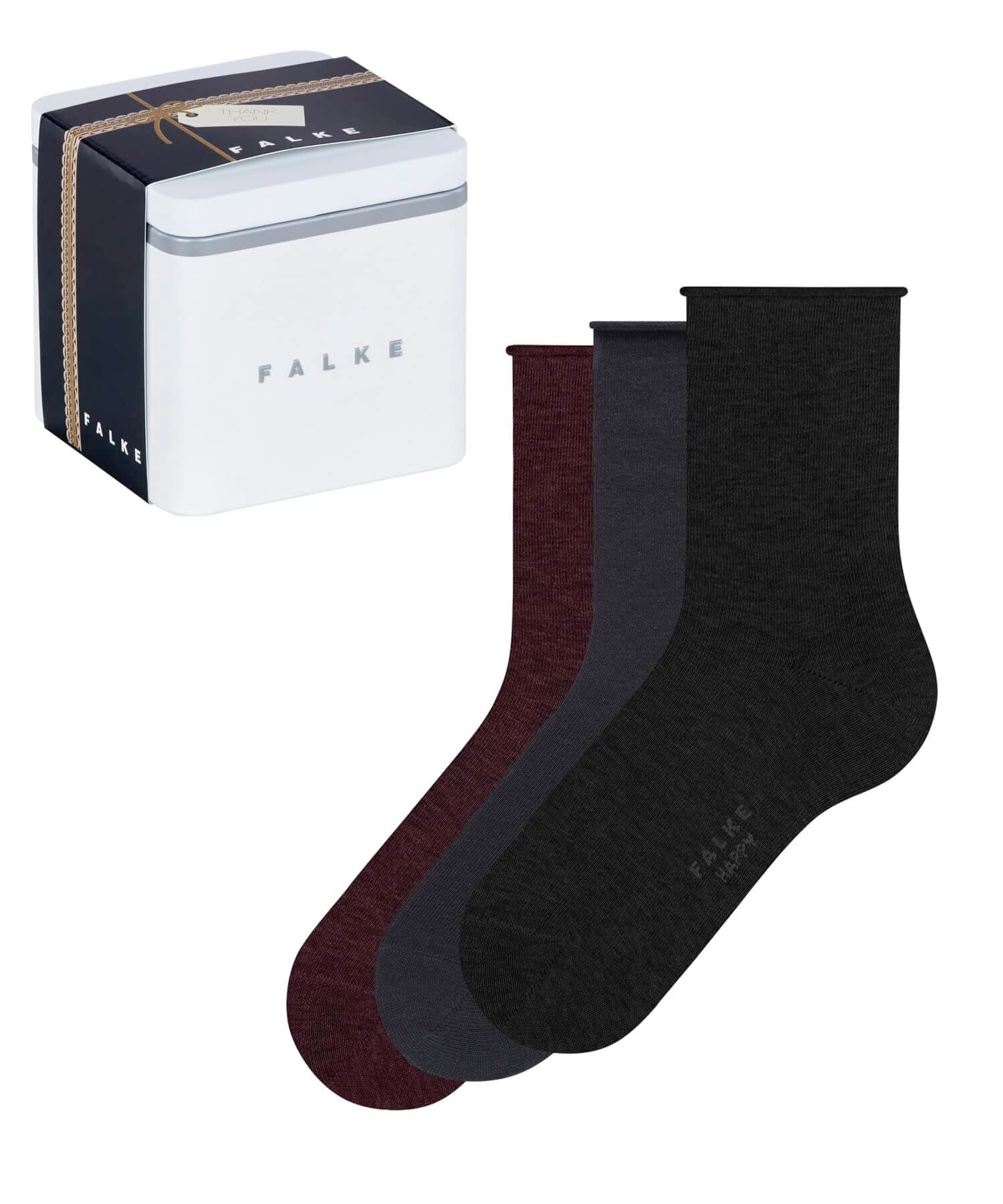 FALKEWomen's Happy Giftbox 3-pack Baumwolle Verstärkte Damensocken Ohne Muster Atmungsaktiv Dünn Im Multipack Geschenkbox 3 Paar Socks (pack of 3)