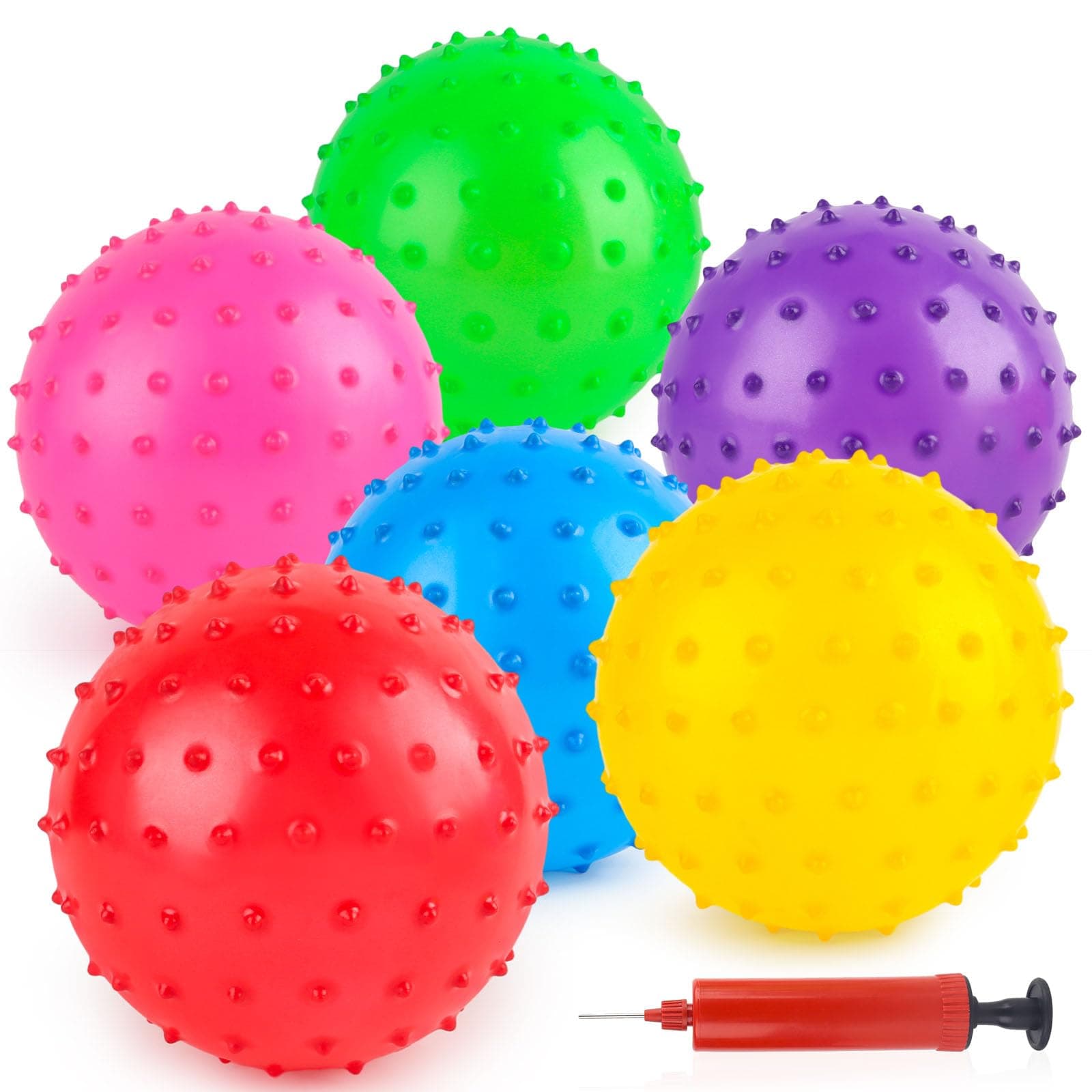 LOVEINUSA 6PCS Bounce Balls, 6inch Sensory Balls with Pump for Babies Toddlers