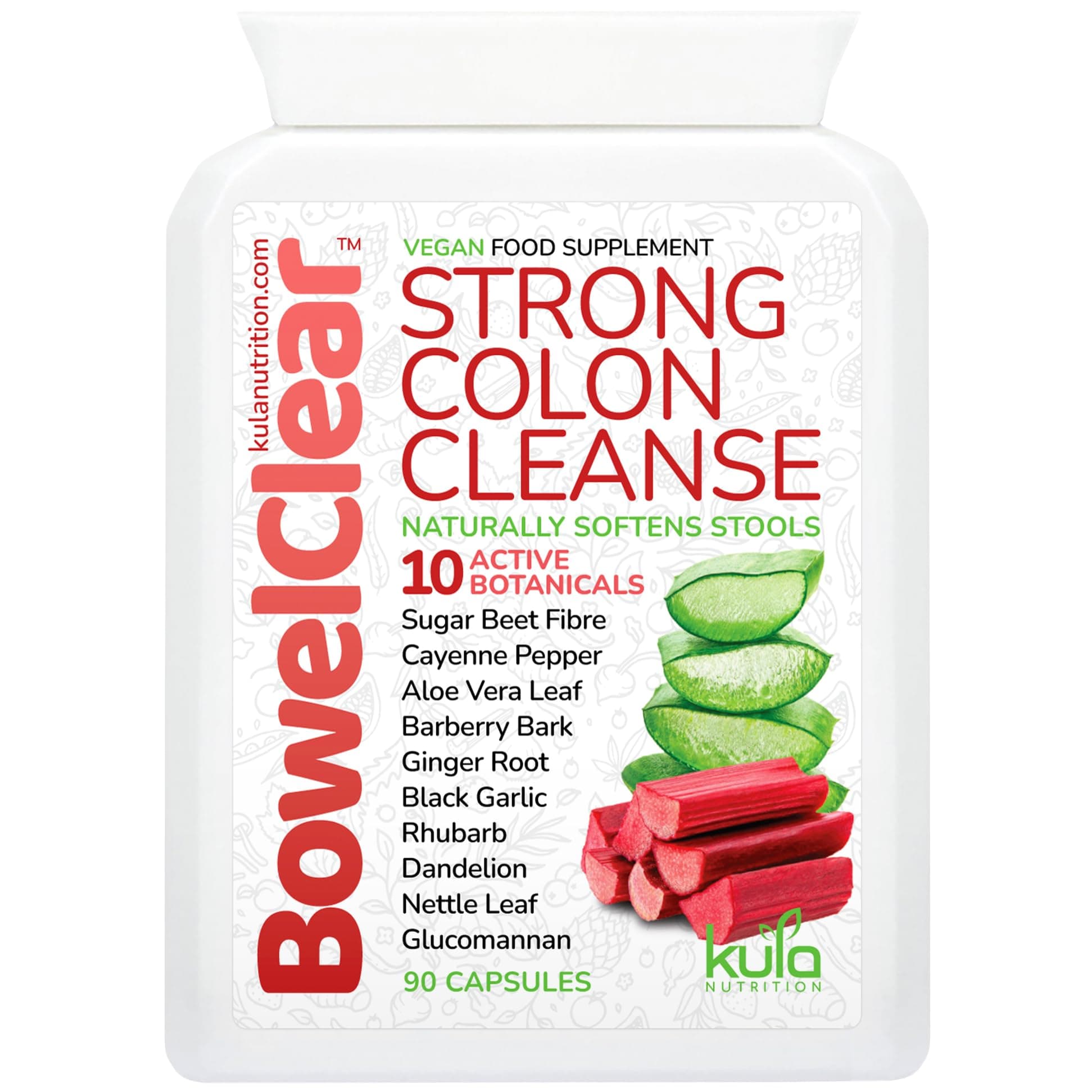 Strong Colon Cleanse Detox - 90 Vegan Capsules Bowel Cleanse Natural Laxatives for Constipation Relief Tablets - Stool Softener for Adults with Aloe Vera + Beet Fibre for Daily Bowel Support