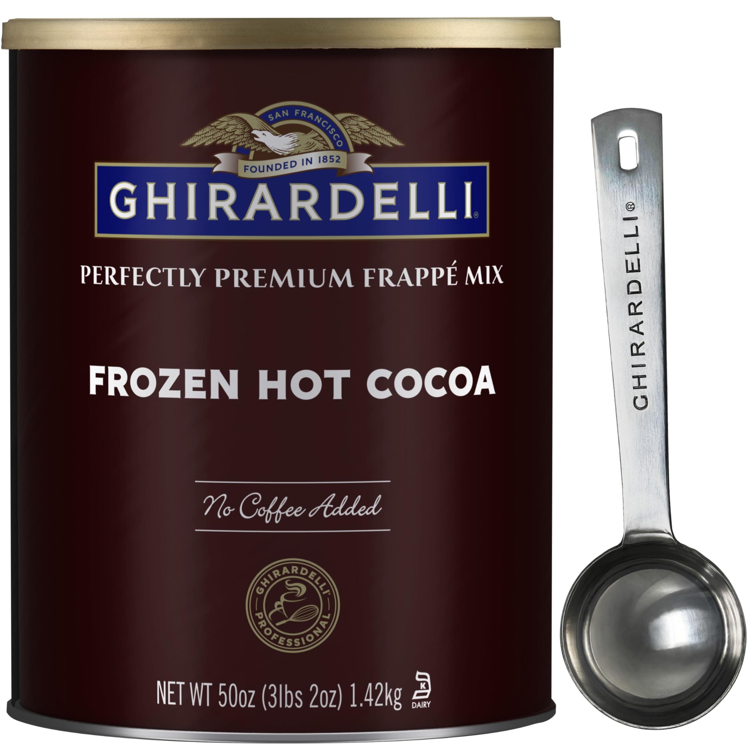 GhirardelliFrozen Hot Cocoa Premium Frappé 3.12lbs with Ghirardelli Stamped Barista Spoon