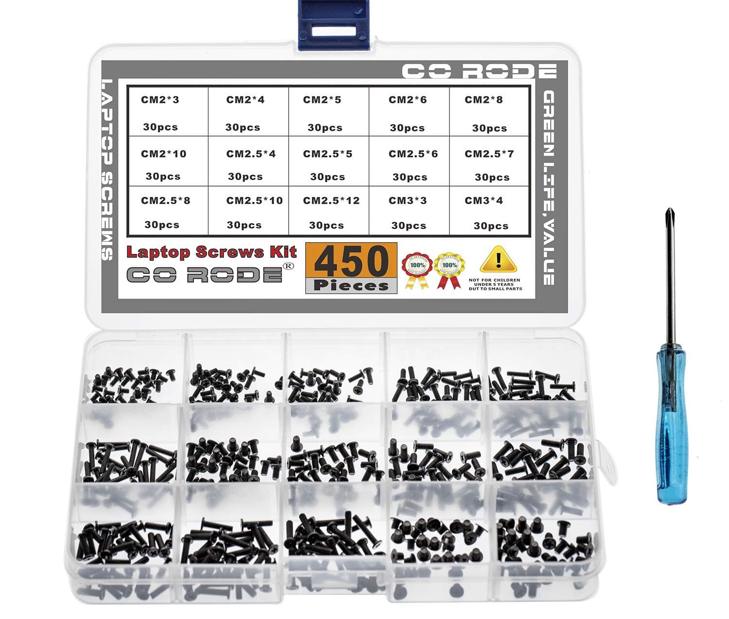 CO RODE Laptop Screws Kit 450Pcs with 15 Different Sizes