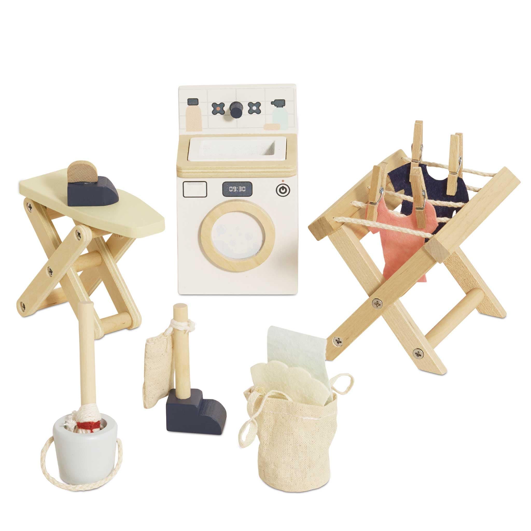 Wooden Daisylane Doll House Laundry Room Accessories Play Set For Dolls Houses | Dolls House Furniture Sets - Suitable For Ages 3+