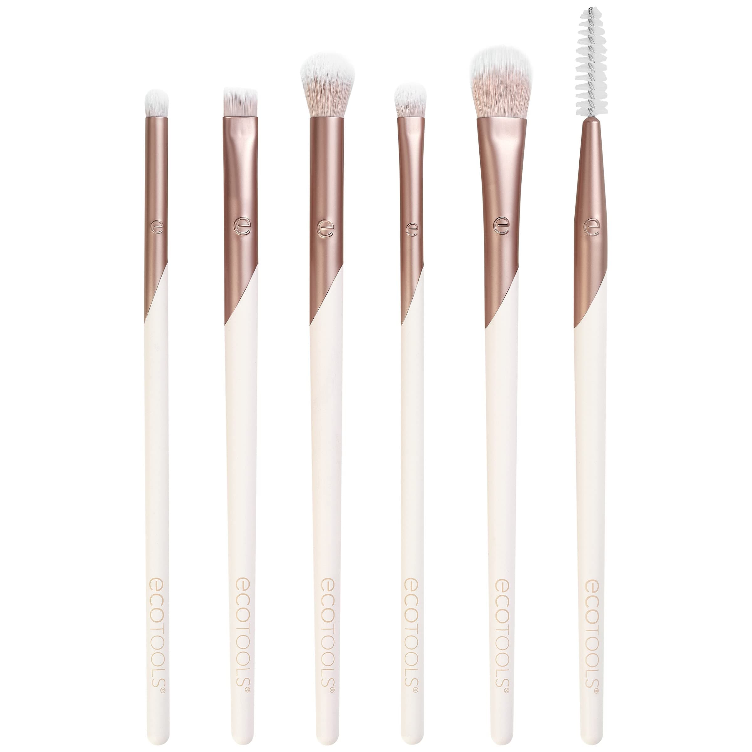 EcoTools Luxe Natural Elegance Professional Face Makeup & Foundation Brush Set, For Face, Cheek, and Eye Makeup, 5 Piece Set, Pink