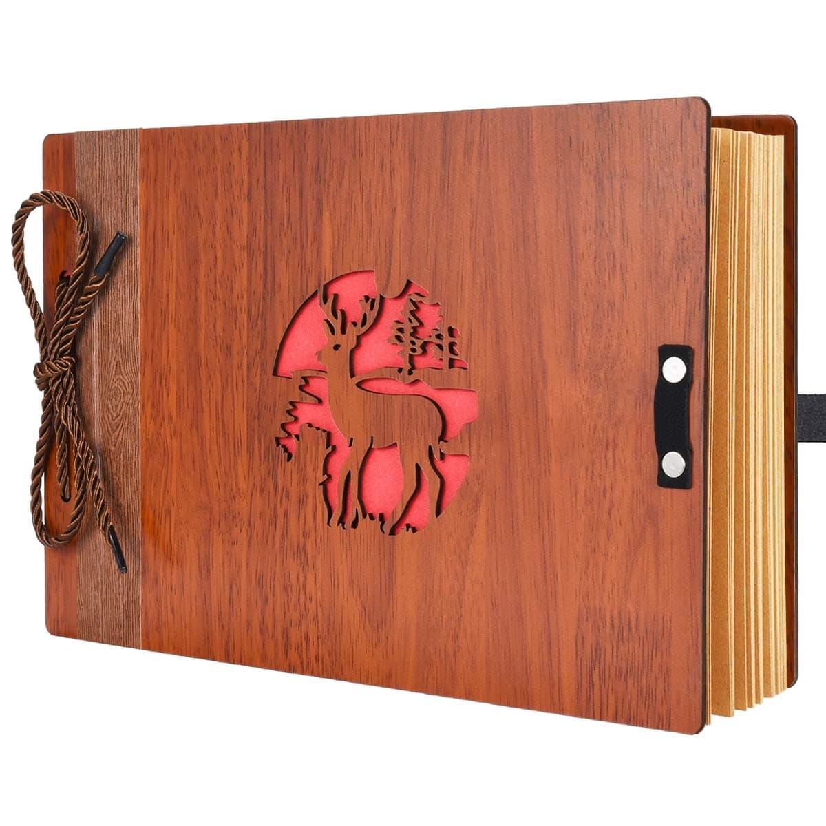 SEEALLDE Photo Album Scrapbook,Wooden Scrap Book with 80 Pages 29x21cm“Deer” Memory Book Wedding Guest Book for Anniversary,Valentine…