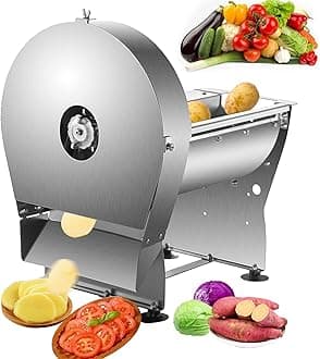 VEVOR Electric Food Slicer, 0-0.4 In Adjustable Thickness Slicer Machine with Removable 10In Stainless Steel Blade and Food Carriage Deli Slicer, Vegetable/Fruit Jerky Meat Slicer Non-Slip Feet Silver