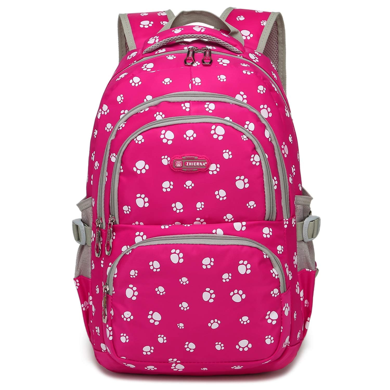 goldwheatBackpack for Girls Middle School Bag Lightweight Kids Bookbag with Cute Pawprint Water Resistant