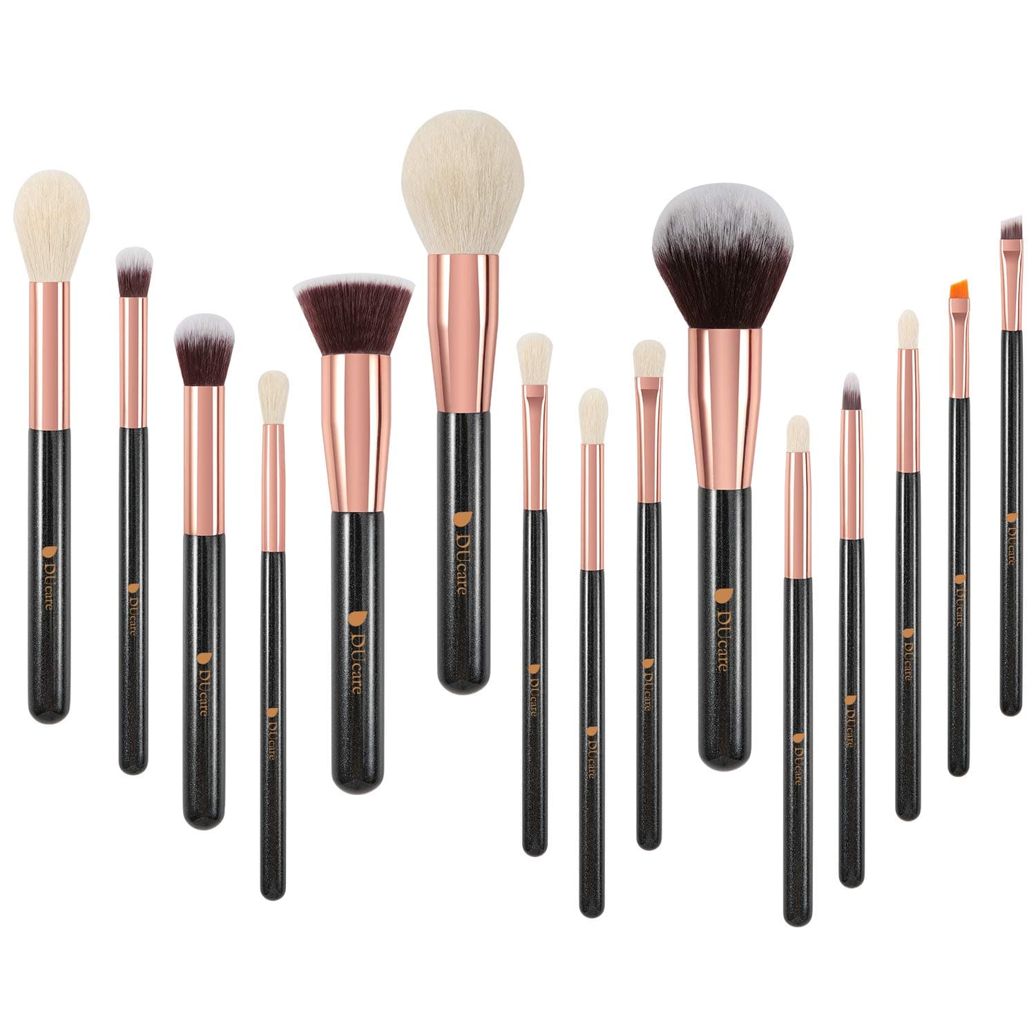 DUcare Makeup Brushes Set 15Pcs Professional Foundation Face Eyeshadow Eyeliner Highlighter Travel Makeup Brushes black
