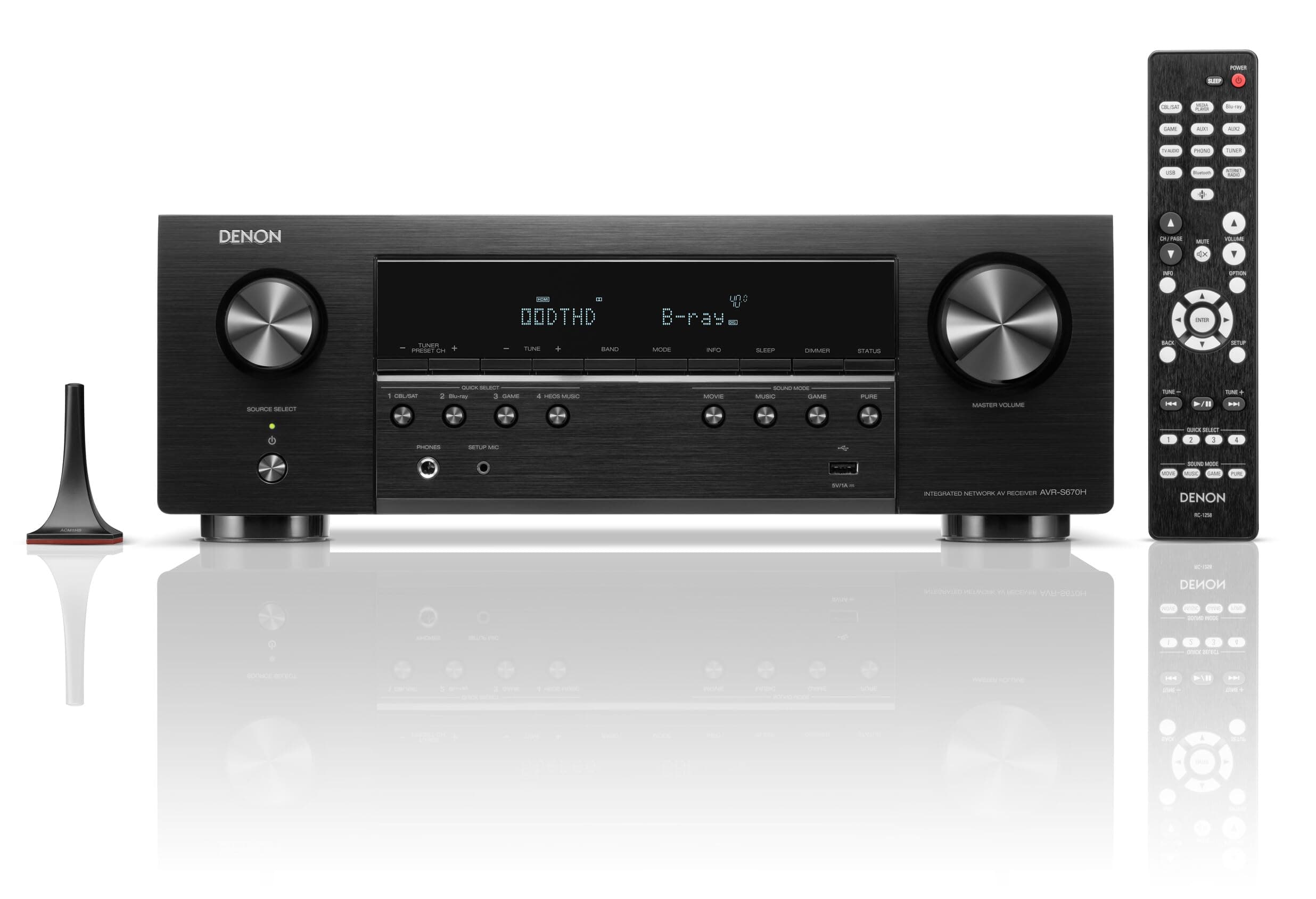 Denon AVR-S670H Home Theater Receiver 5.2 Ch - UHD HDMI Receiver 8K (75W x 5), HEOS Streaming, Bluetooth, Wi-Fi, Dolby TrueHD, Dolby Pro Logic II and DTS HD