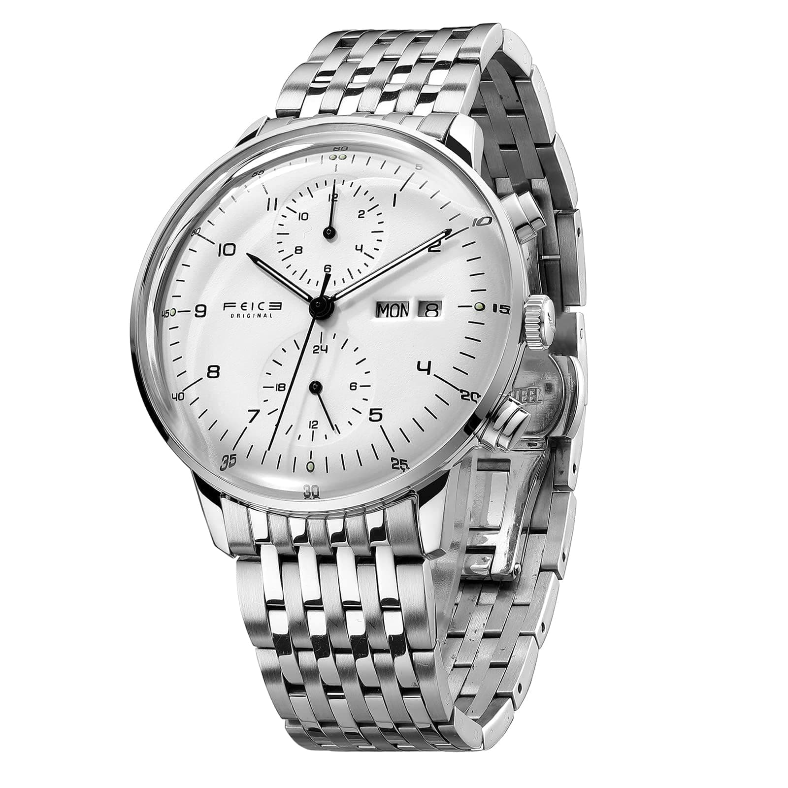 Men’s Watches Bauhaus Automatic Watch Stainless Steel Mechanical Watch Wristwatch Casual Dress Watches for Men with Leather Bands Date -FM121