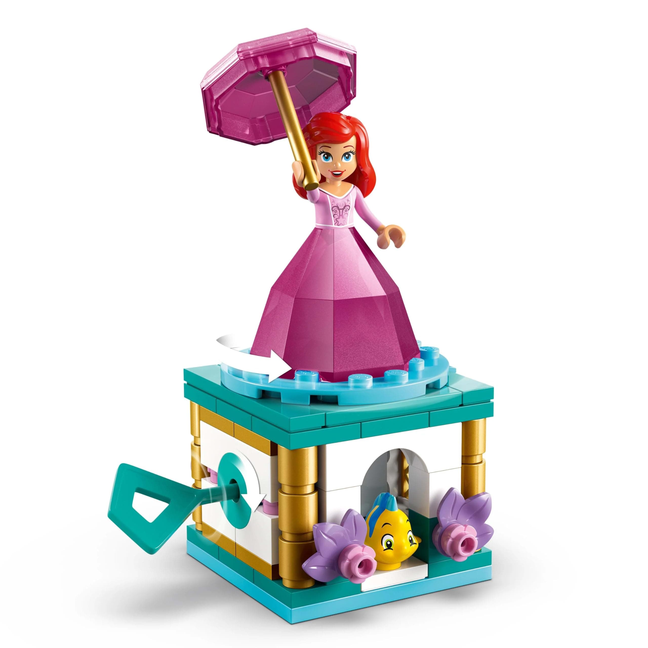 LEGO ǀ Disney Princess Twirling Ariel - Spinning Toy with a Mini Doll & Flounder Figure plus Accessories incl. a Diamond & Key - Gift for 5+ Year Old Girls - 43259