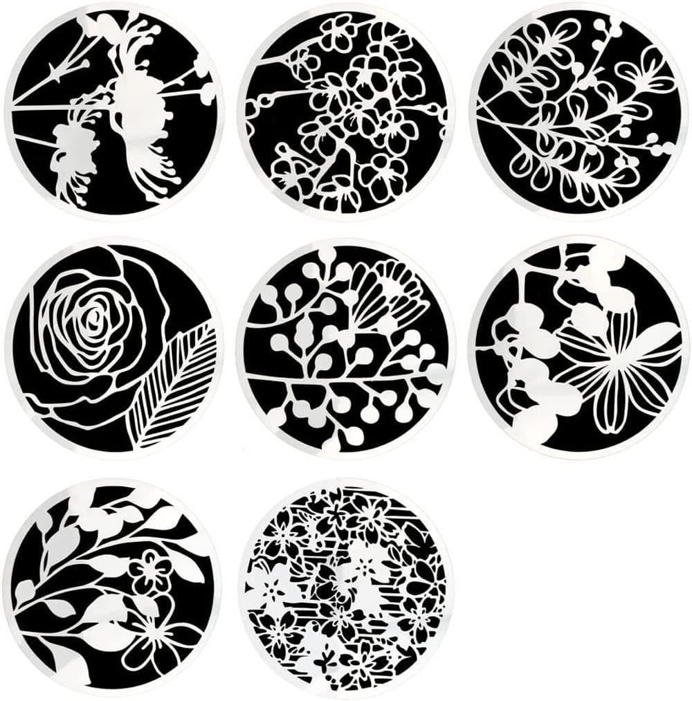 8-Pack Floral Painting Stencils - Round Hollow-Out Reusable Craft Stencils for DIY Wall Art, Canvas, & Fabric Decoration