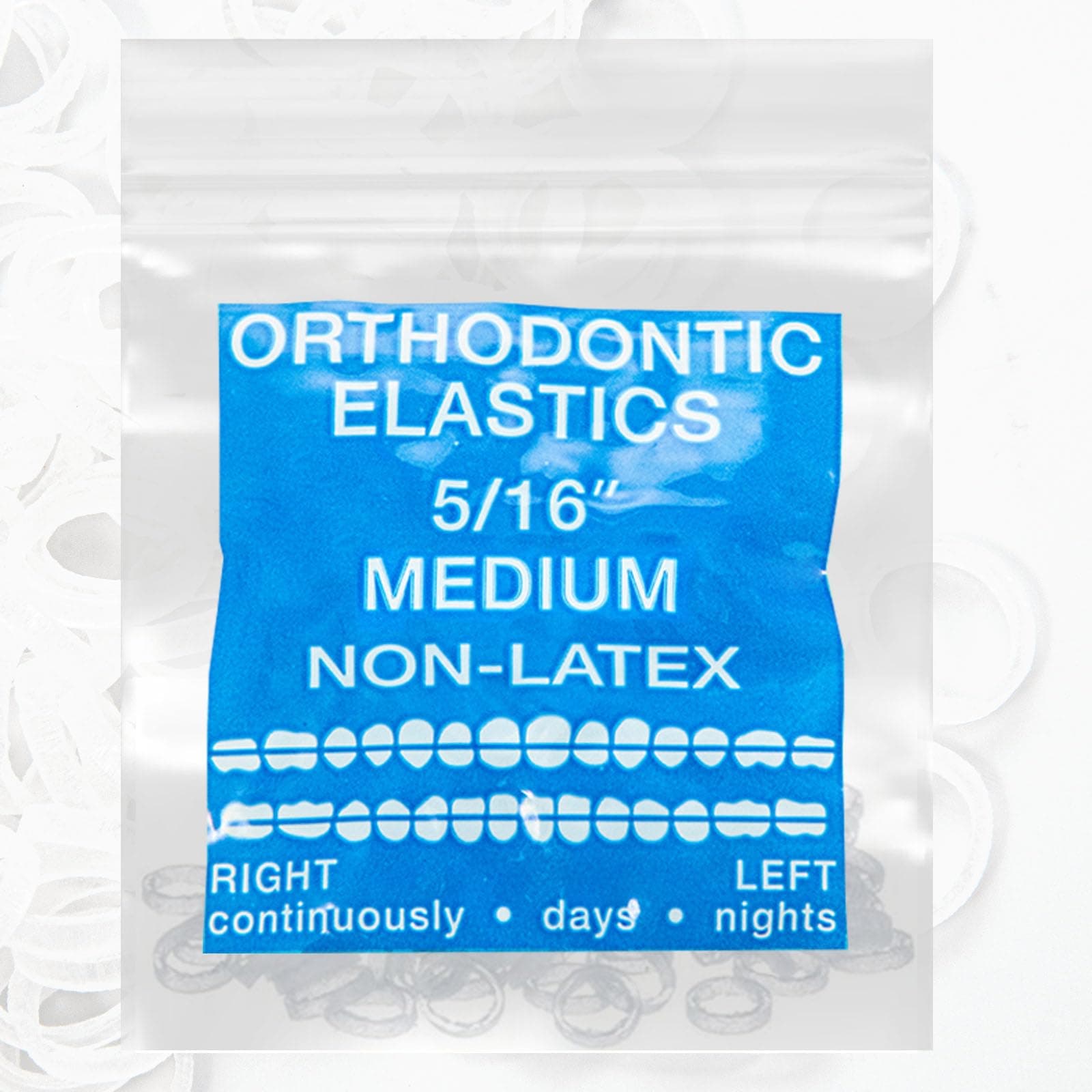 Clear Non-Latex 100 counts, Intraoral Elastic Bands Orthodontic Elastics Dental Rubber Bands Made in US Medium 5/16'', Clear