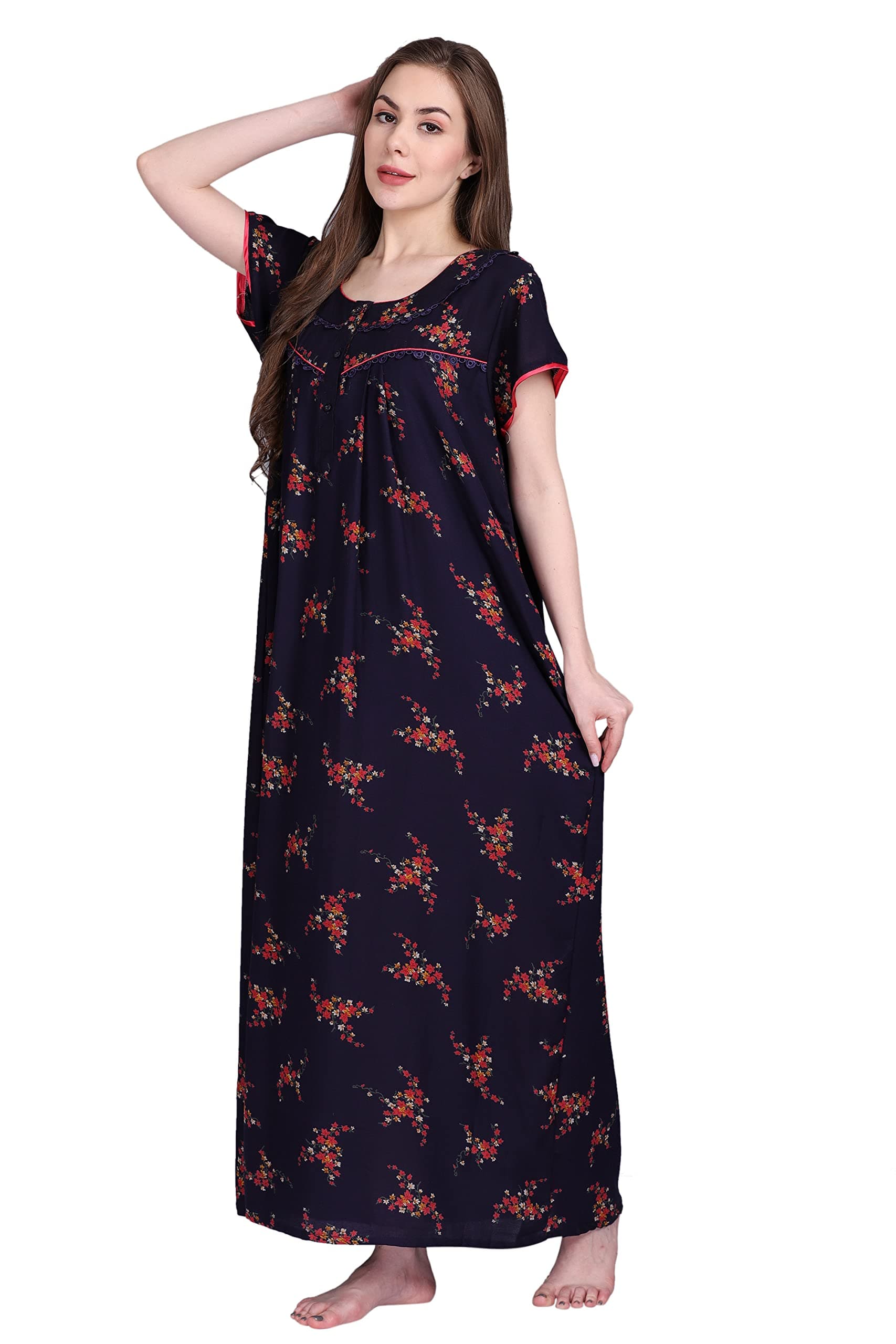 Girls and MomsWomen's Alpine Floral Print Maxi Night Gown