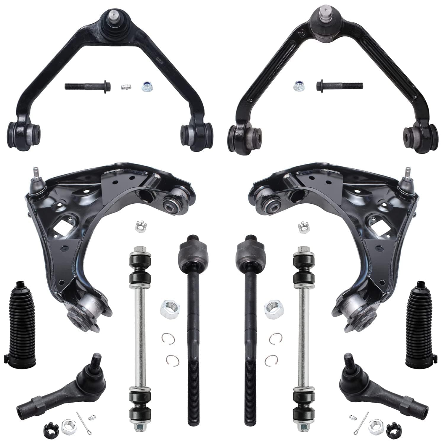 Detroit Axle - Front End 12pc Suspension Kit for Ford Explorer Ranger Mazda B2500 B3000 Mercury Mountaineer, Upper Lower Control Arms Ball Joints Sway Bars Inner Outer Tie Rods
