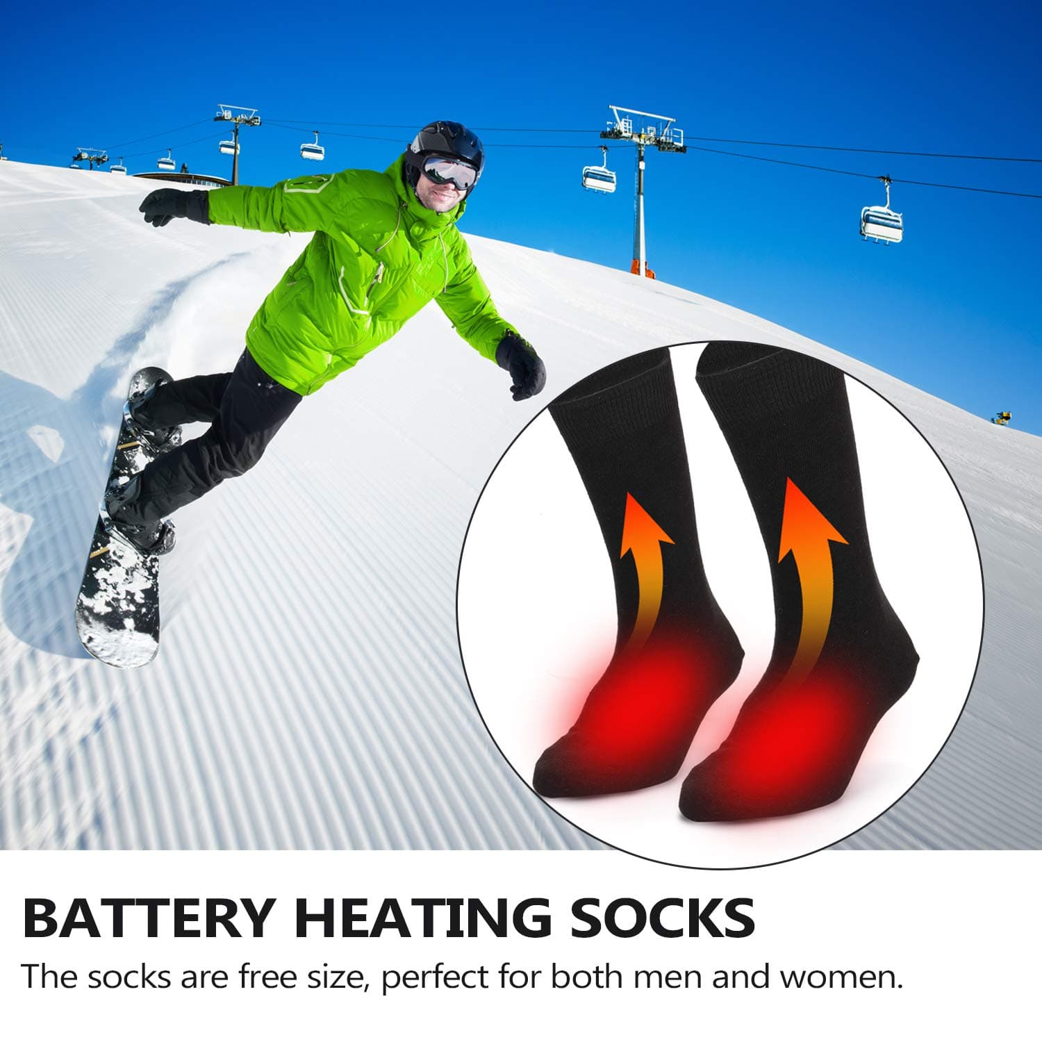 HELEMIY Electric Heated Socks Battery Powered Cold Weather Heat Socks for Men and Women Outdoor Riding Camping Hiking Motorcycle Warm Winter Socks
