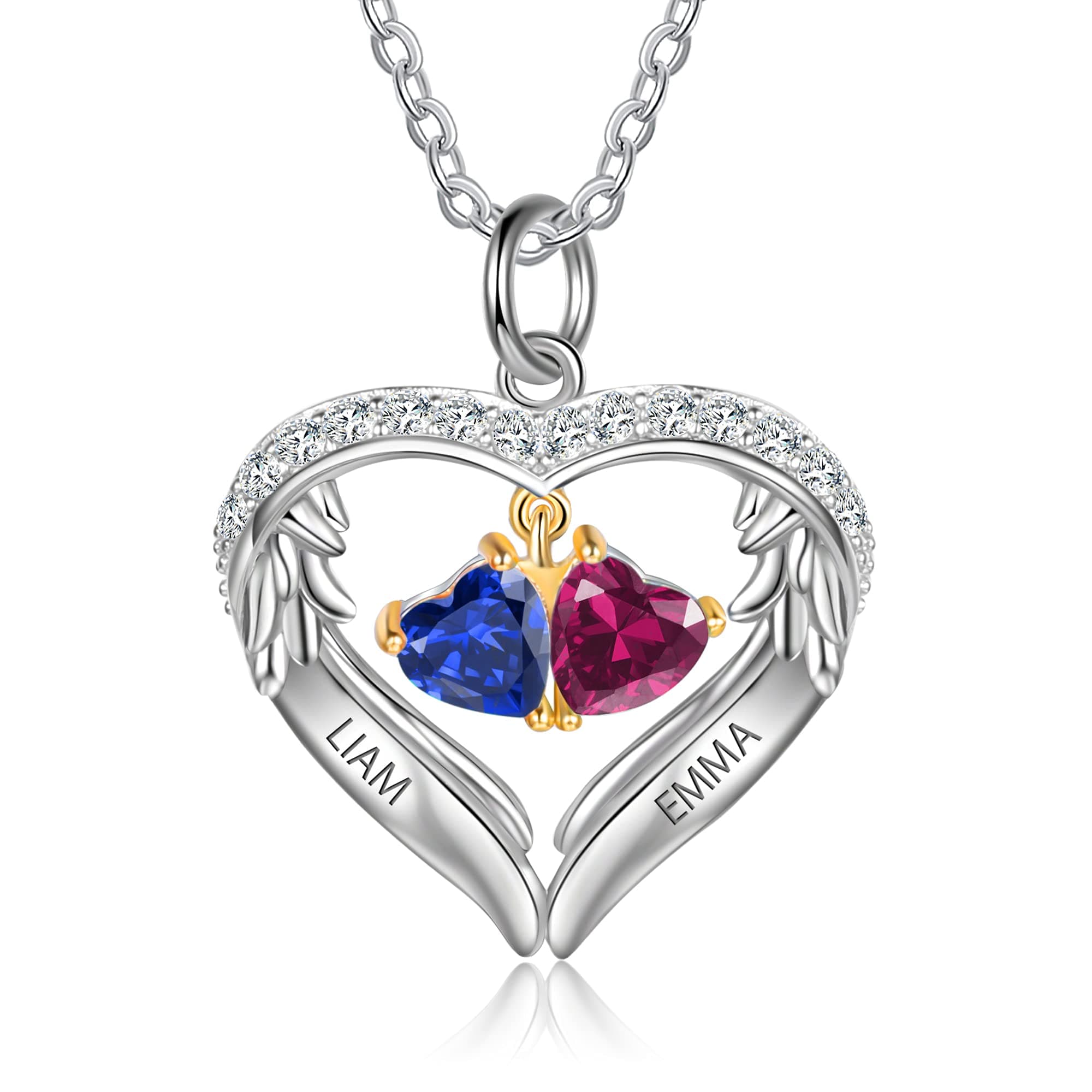 - Personalized sterling silver pendant necklace with birthstone and name mothers jewelry heart shaped necklace for her birthstone necklace