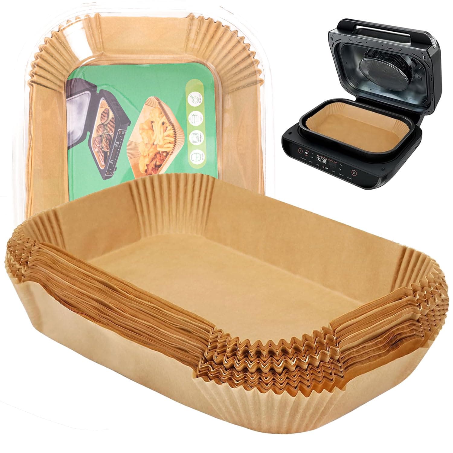 Air Fryer Parchment Paper Liners for Ninja FG551/DG551/IG651 Foodi Smart XL Indoor Grill, 100pcs Air Fryer Liners Disposable, Ninja Air Fryer Liners Foodi Grill Accessories