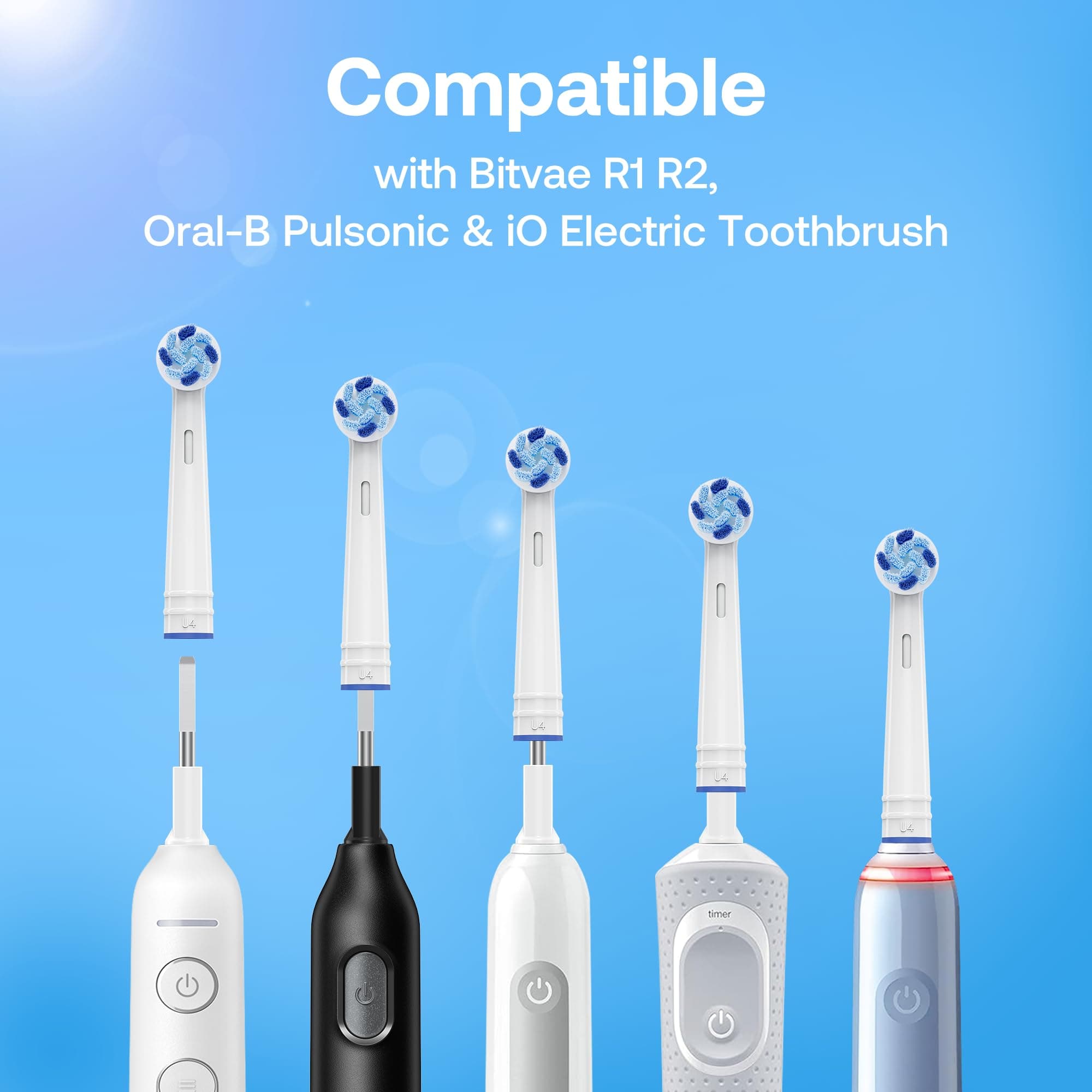 Bitvae Rotating Electric Toothbrush with 8 Brush Heads for Adults and Kids, Travel Case, 5 Modes Rechargeable Power Toothbrush with 2-Minute Smart Timer, 60-Day Battery Life, Black