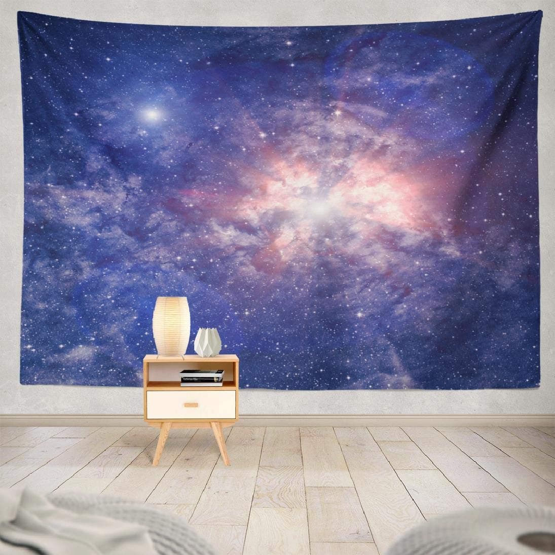Summor Tapestry Heaven Nebula Star Galaxy Space Earth Solar Moon Sky Night Clouds Universe Planet Light Hanging Tapestries 60 X 80 Inch Wall Hanging Decor for Bedroom Livingroom Dorm