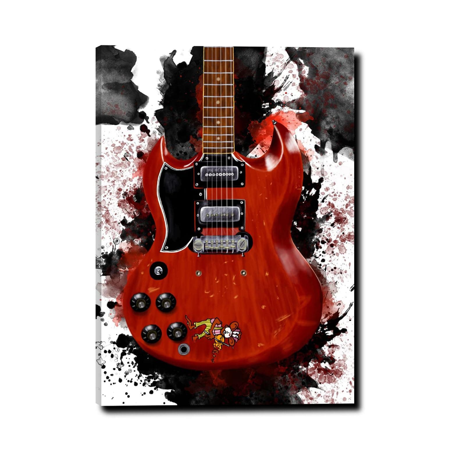 Tony Iommi Monkey Guitar Poster Office Canvas Wall Art Decor Artworks for Living Room Bedroom Kitchen Framed or Unframed (Frame,20in*30in)