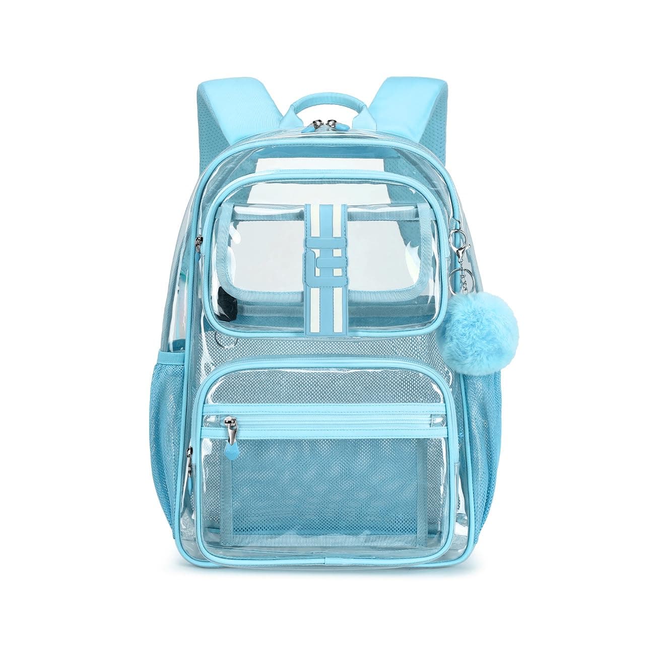 Cusangel Clear Backpack for School,16in Heavy Duty Clear BookBag,TPU Large Capacity Black See Through backpack for Stadiums,Concerts,Plastic transparente para mujer for 8Age+