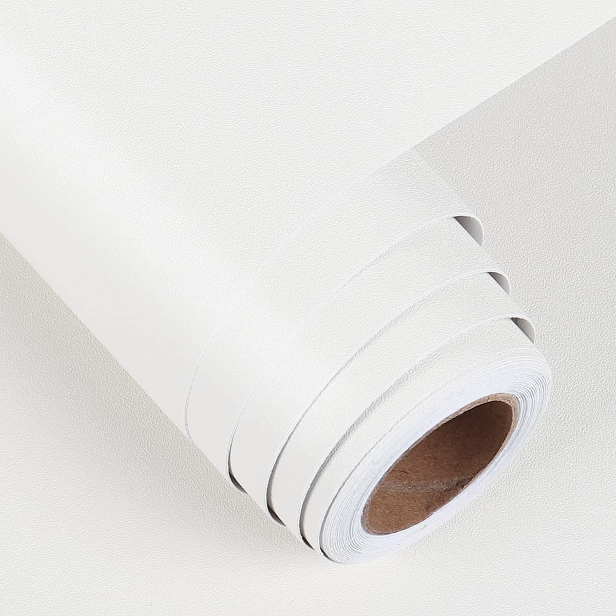 FunStick Solid White Wallpaper White Peel and Stick Matte White Contact Paper Self Adhesive Thick Removable Wall Paper Roll for Cabinets Drawers Dresser Dressing Table Bedside Table 12x200 Inch